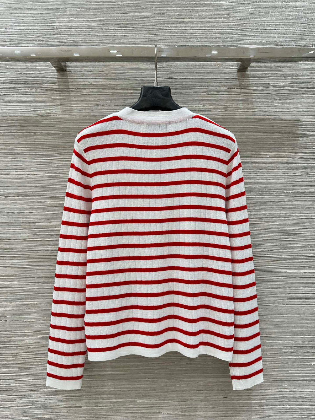 CD 25 Striped knitted Cardigan Red White Cotton
