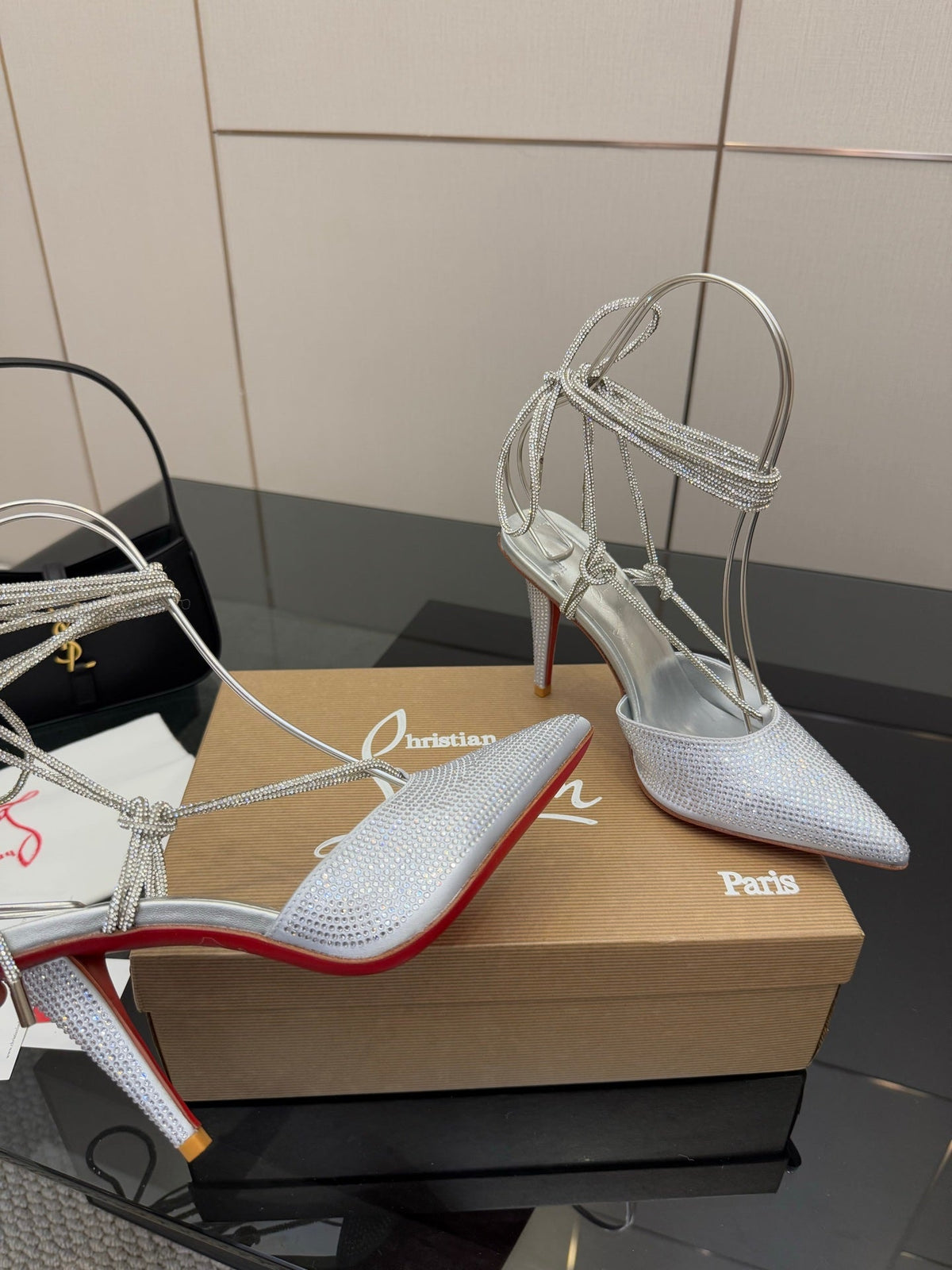 CL Mules Silver 8.5cm Original Material 299878