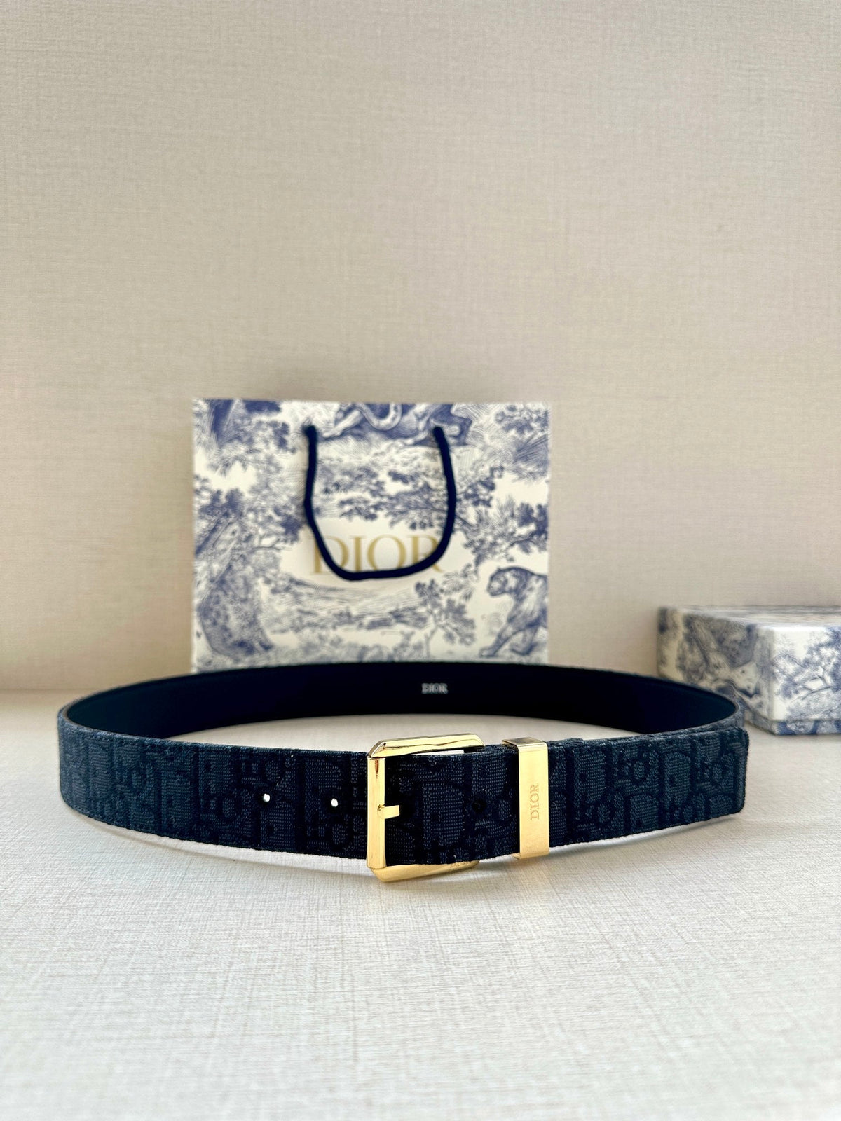 Dior Oblique Belt 35mm Jacquard and Grained Calfskin 208461