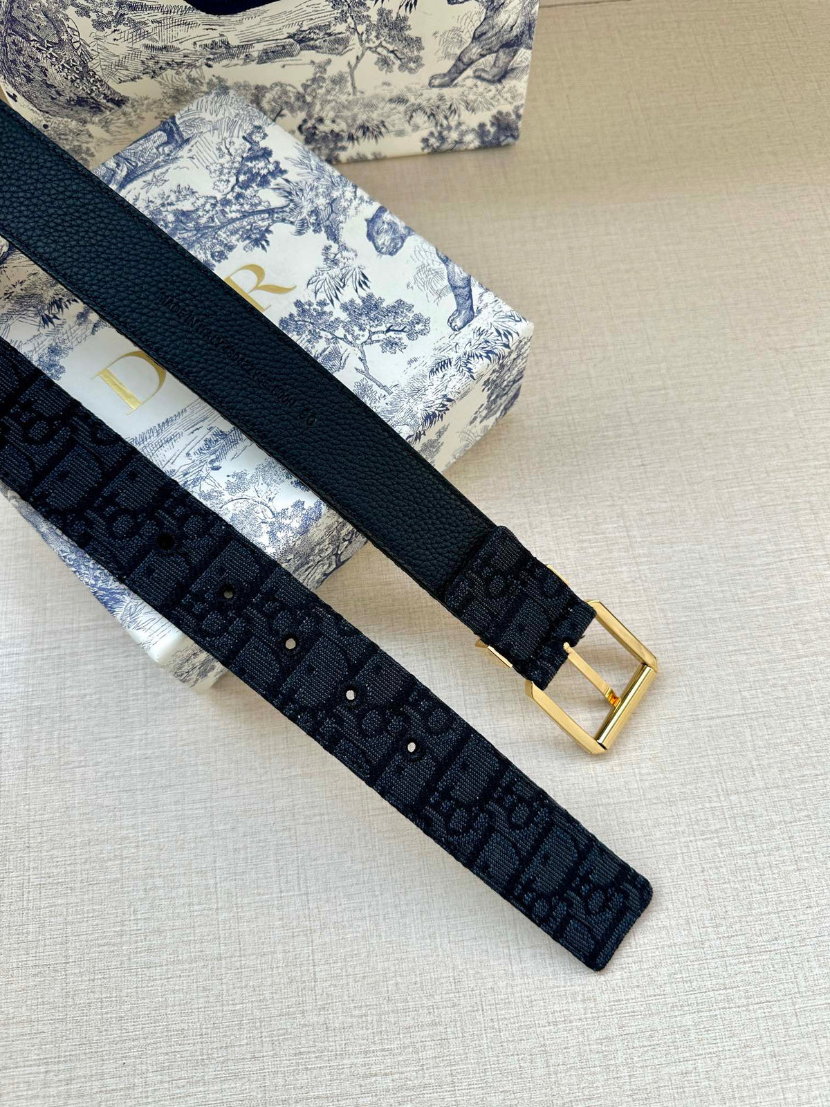 Dior Oblique Belt 35mm Jacquard and Grained Calfskin 208461