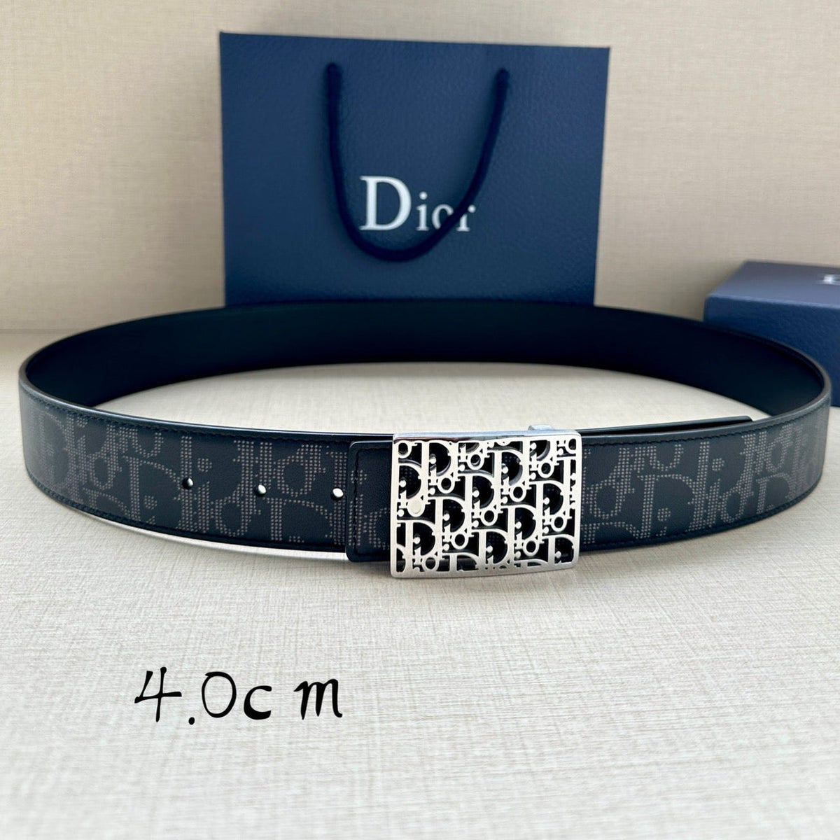 Dior 2026 Oblique Plaque Buckle Belt 40mm Leather
