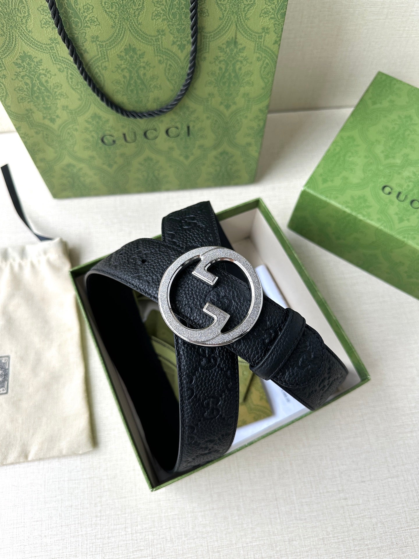 Gucci 2026 Embossed GG Belt 40mm Calfskin