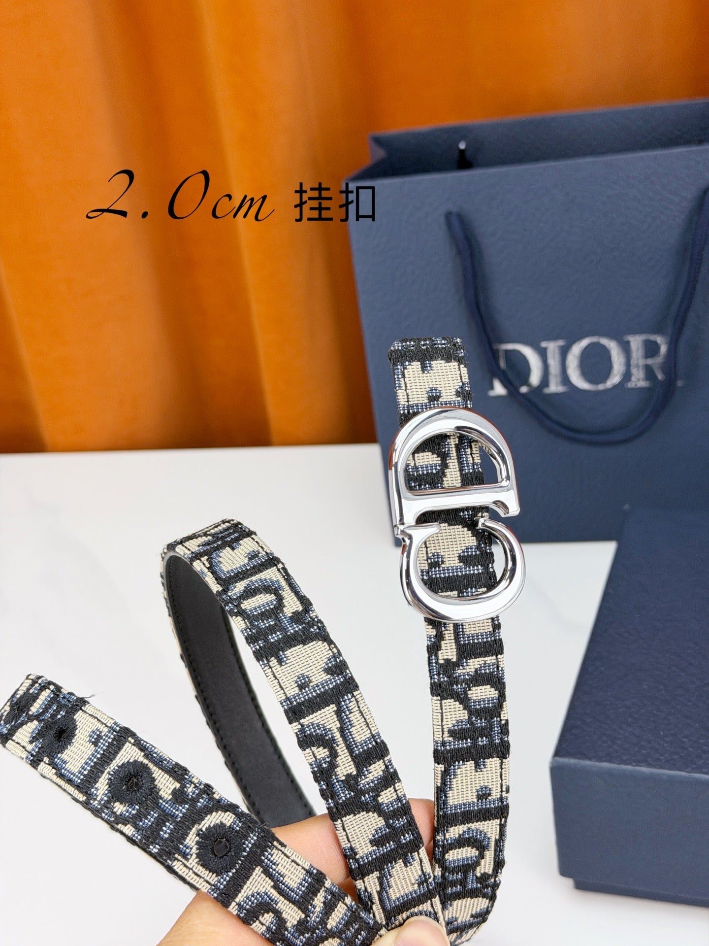 Dior 2026 Oblique CD Buckle Belt 20mm Fabric Leather