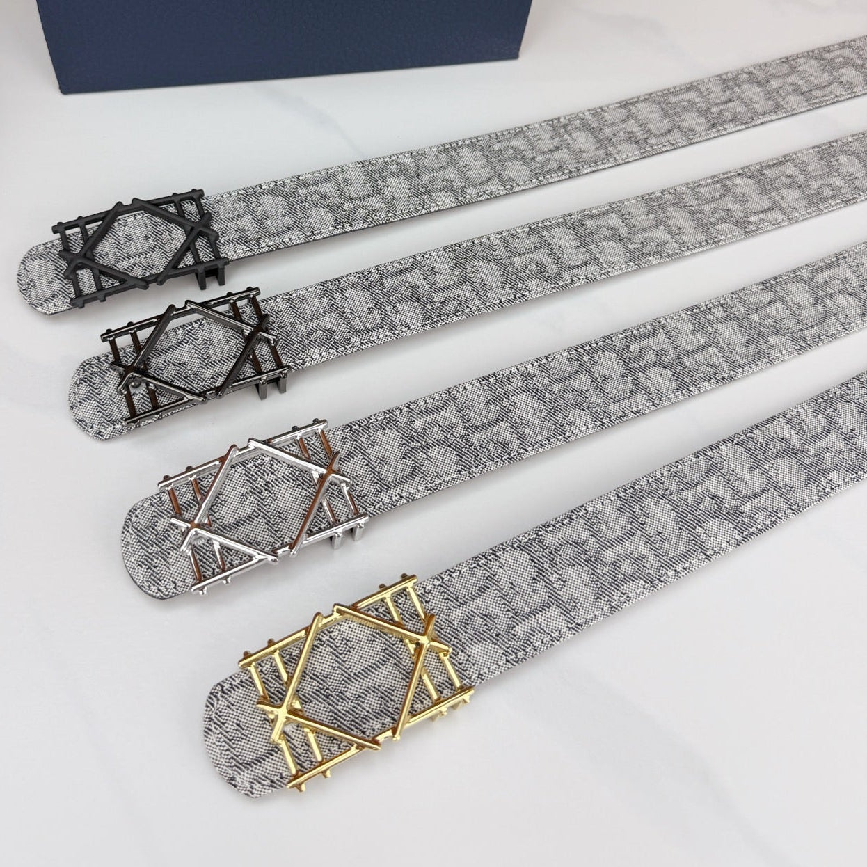 Dior 2026 Oblique Jacquard Cosmo Buckle Belt 35mm Canvas