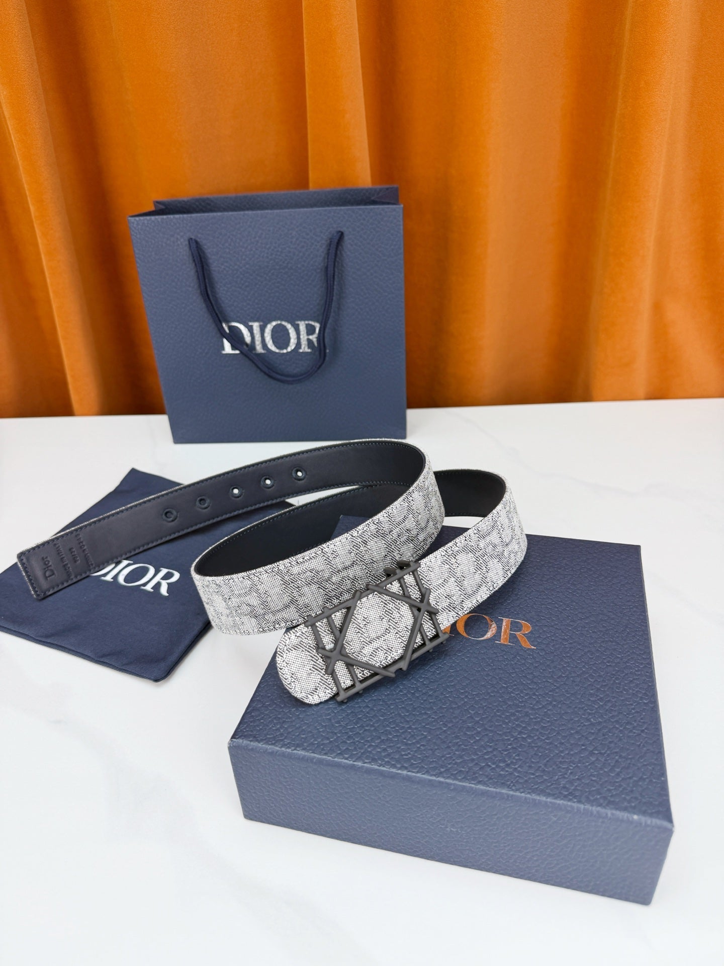 Dior 2026 Oblique Jacquard Cosmo Buckle Belt 35mm Canvas