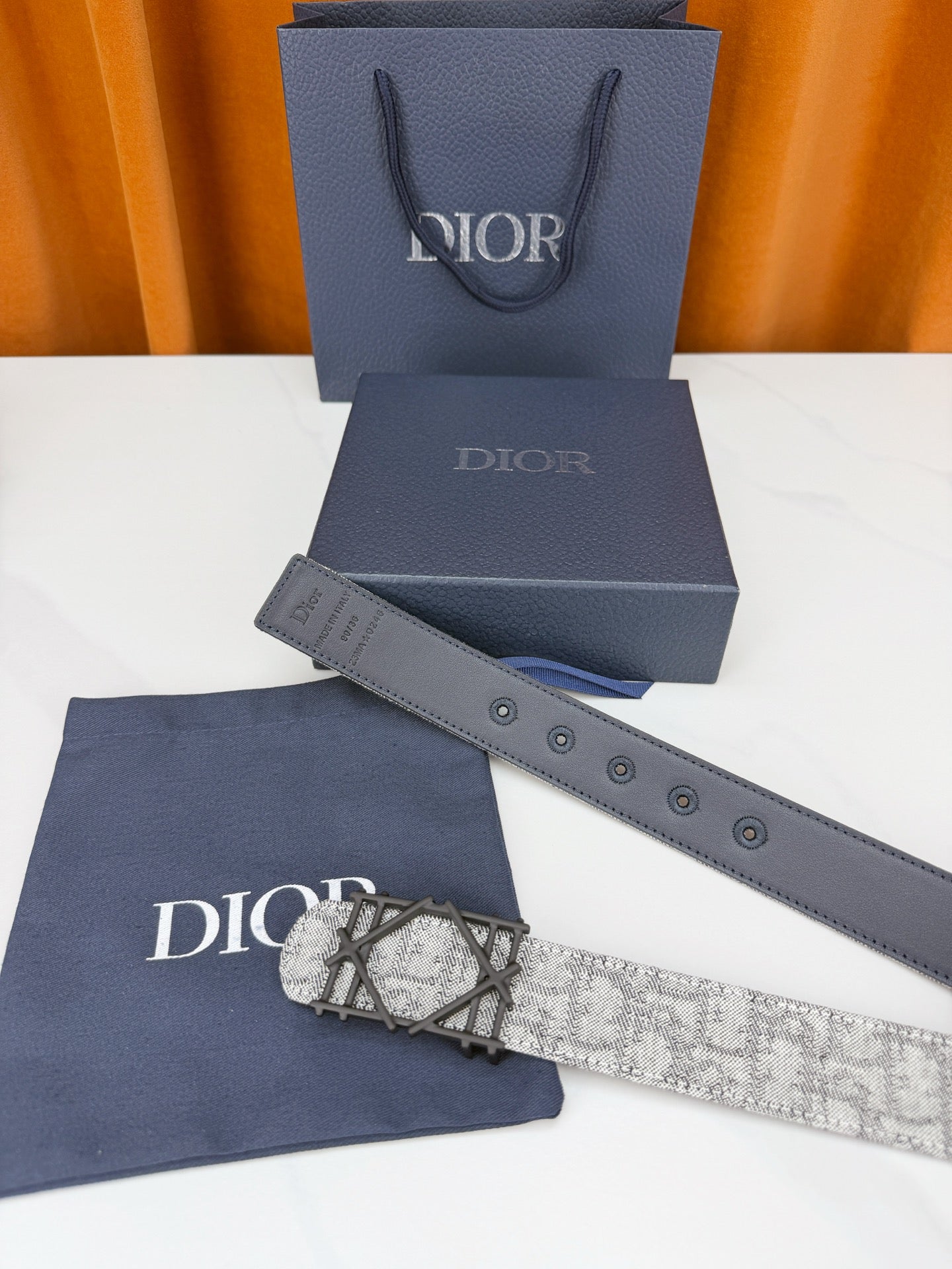 Dior 2026 Oblique Jacquard Cosmo Buckle Belt 35mm Canvas