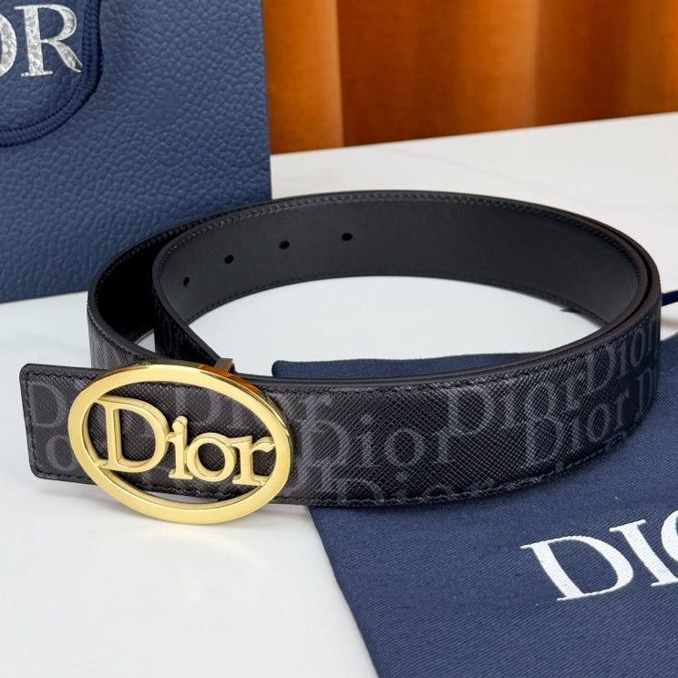 Dior 2026 Oblique Jacquard Belt 35mm Leather