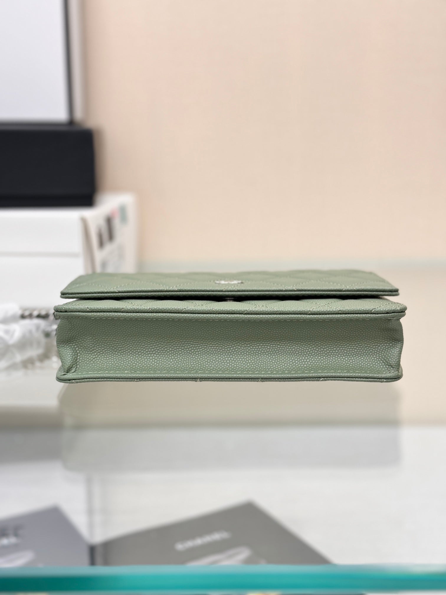 WOC 19CM GREEN CAVIAR SILVER HARDWARE