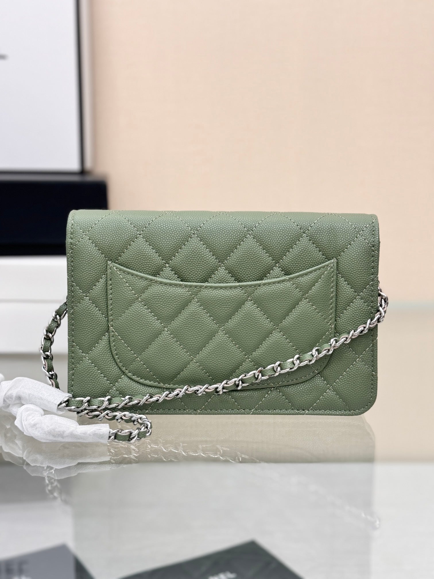 WOC 19CM GREEN CAVIAR SILVER HARDWARE