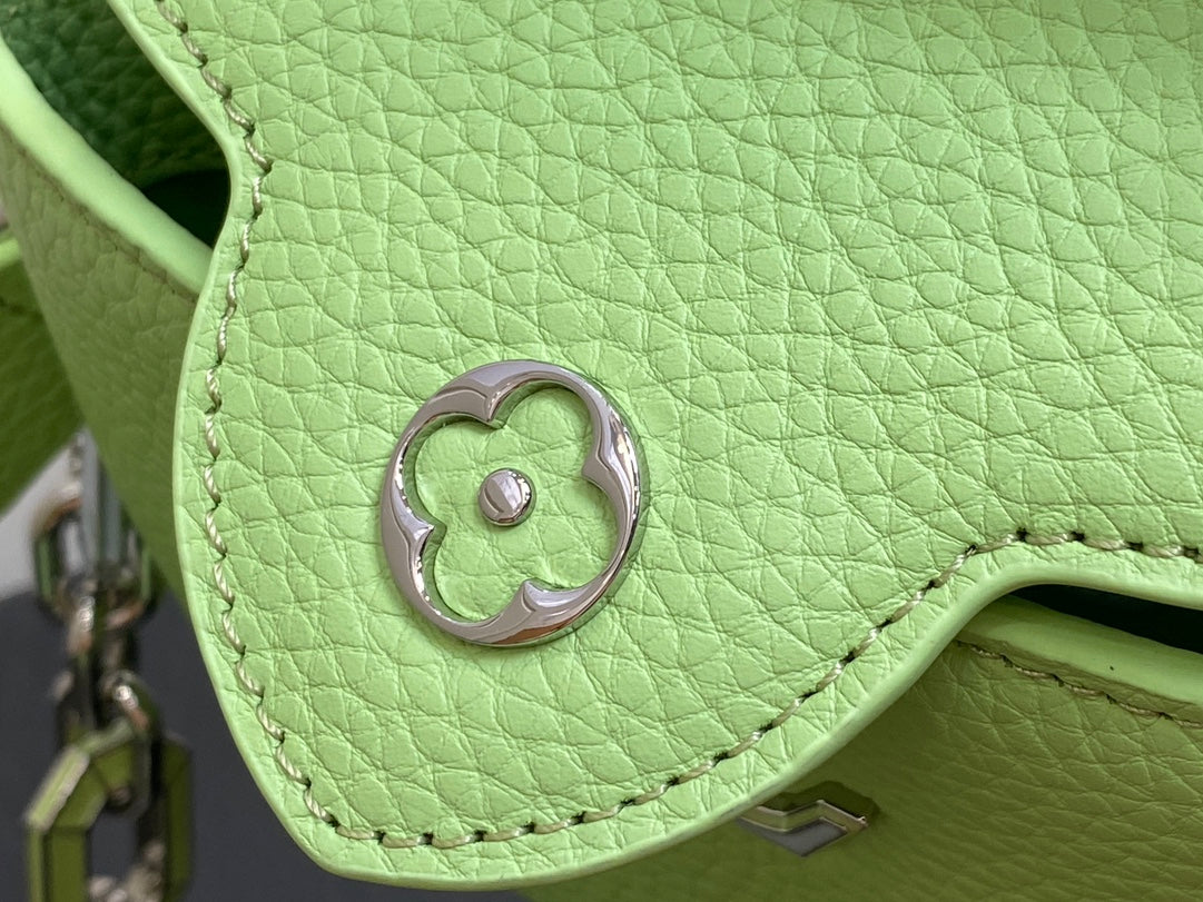 CAPUCINES MINI 21 GREEN TAURILLON TURQUOISE SILVER HARDWARE