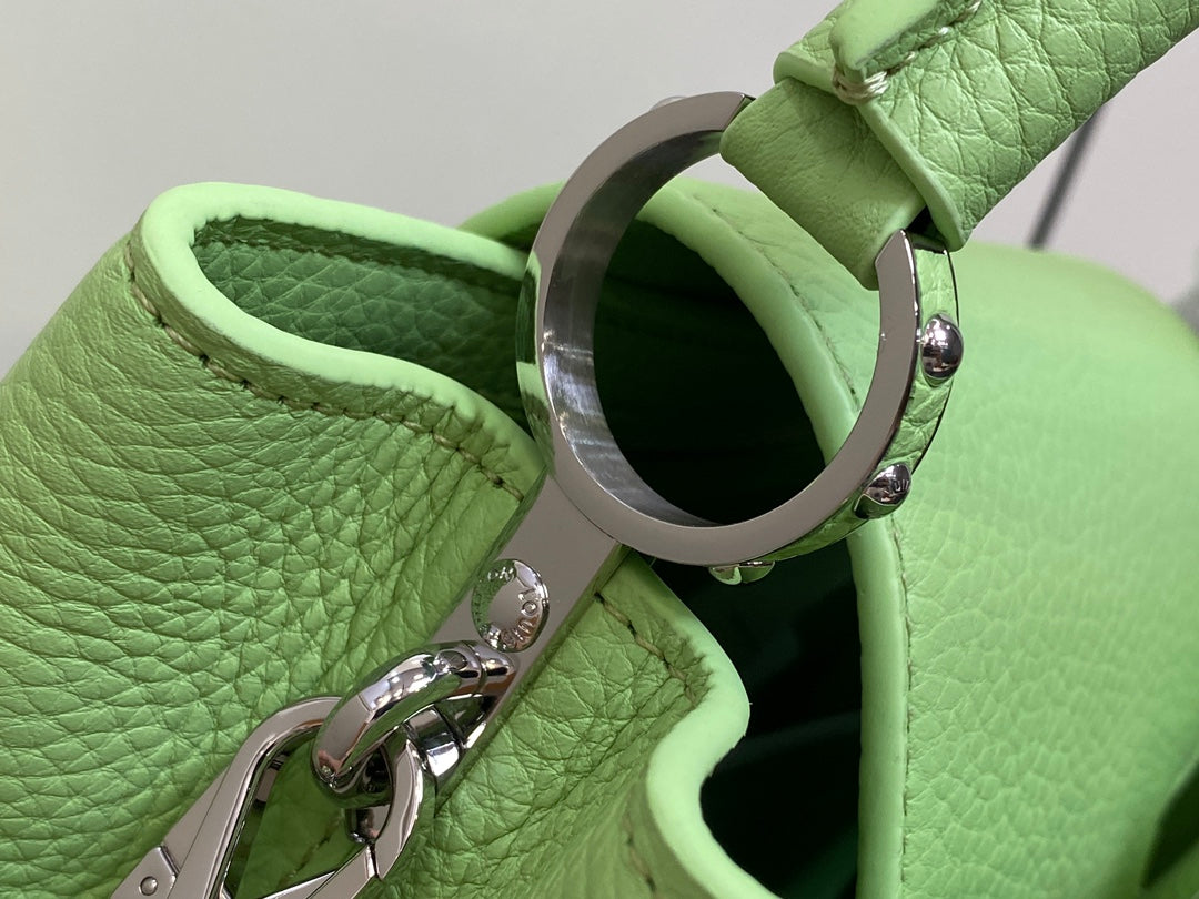 CAPUCINES BB 27 GREEN TAURILLON TURQUOISE SILVER HARDWARE