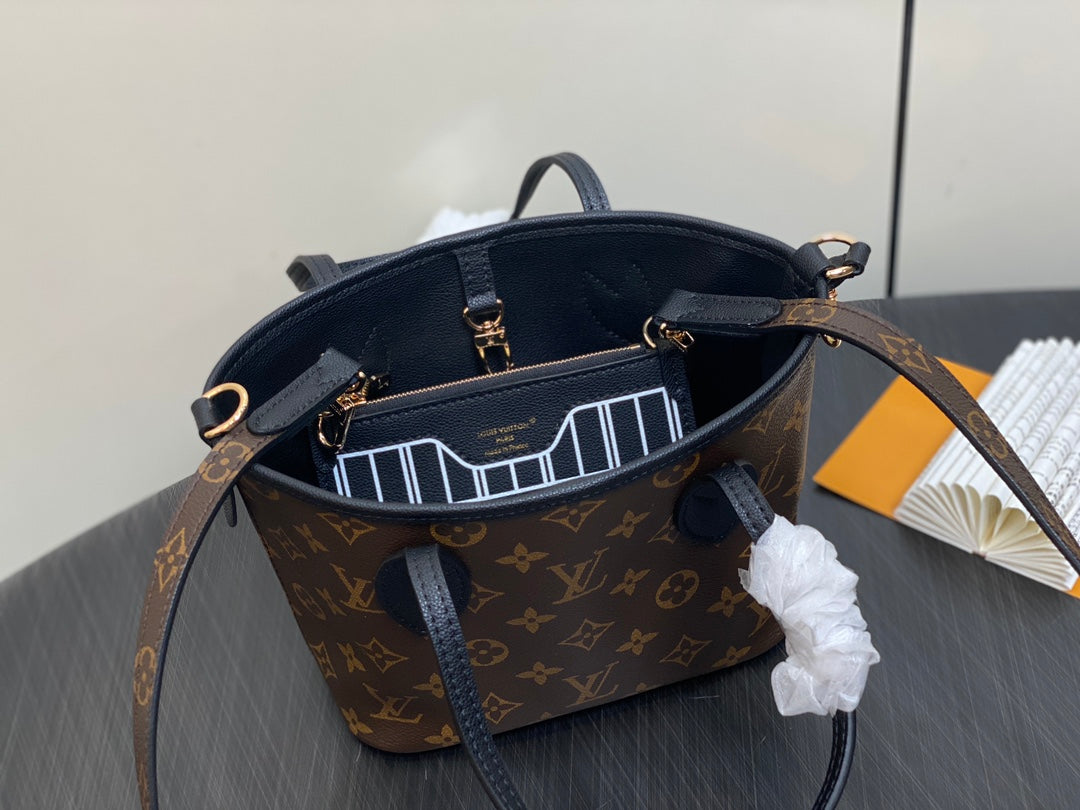 Neverfull 24 Bandoulière Inside Out BB Black Calfskin