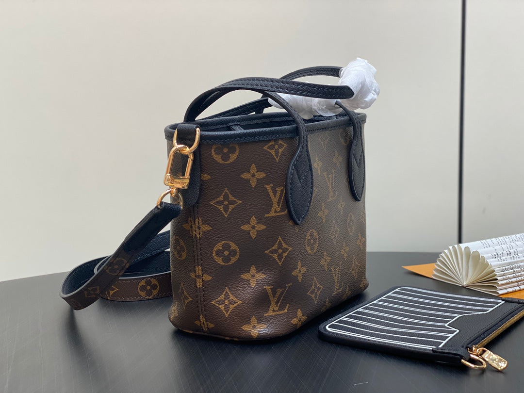 Neverfull 24 Bandoulière Inside Out BB Black Calfskin