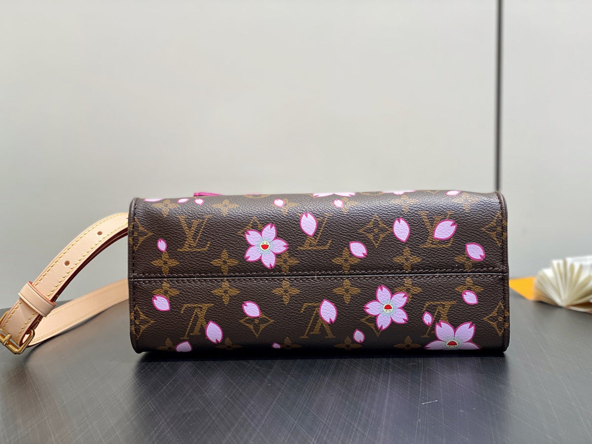LV x TM OnTheGo PM 25cm Sakura Brown Cherry Blossom Monogram Canvas