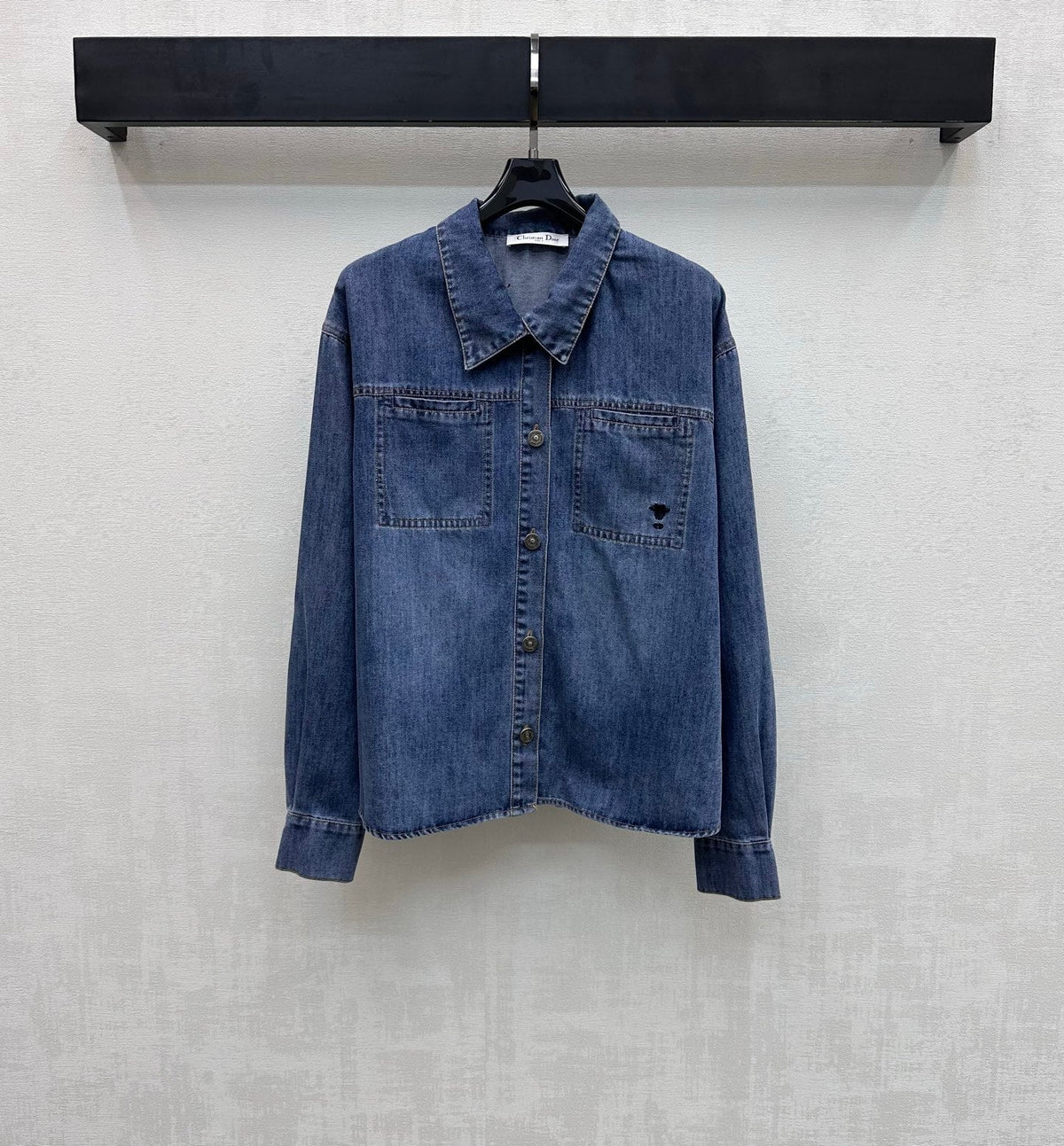 Dior 2026 Belted Denim Shirt With Black Belt Blue Cotton