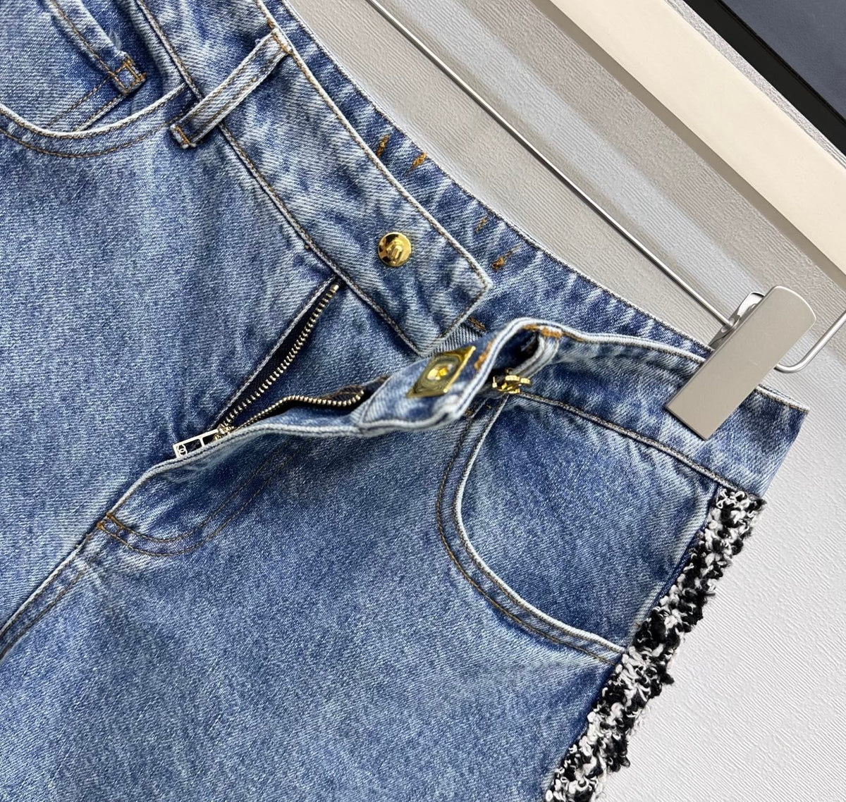 Chanel 2026 Patchwork and Hemmed Jeans Blue Cotton 239255