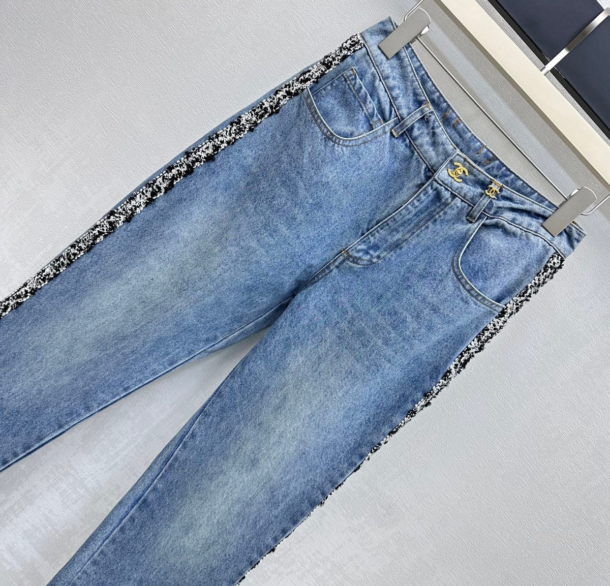 Chanel 2026 Patchwork and Hemmed Jeans Blue Cotton 239255