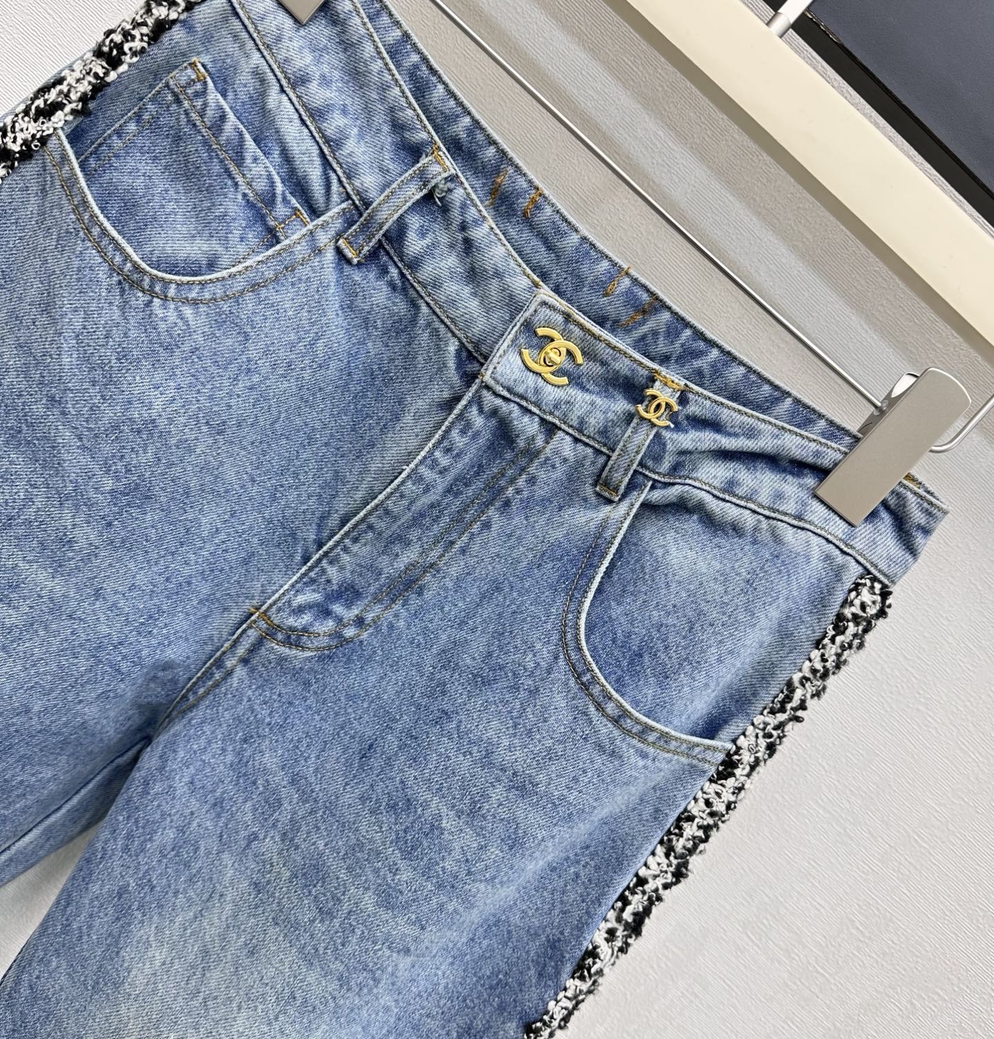 Chanel 2026 Patchwork and Hemmed Jeans Blue Cotton 239255