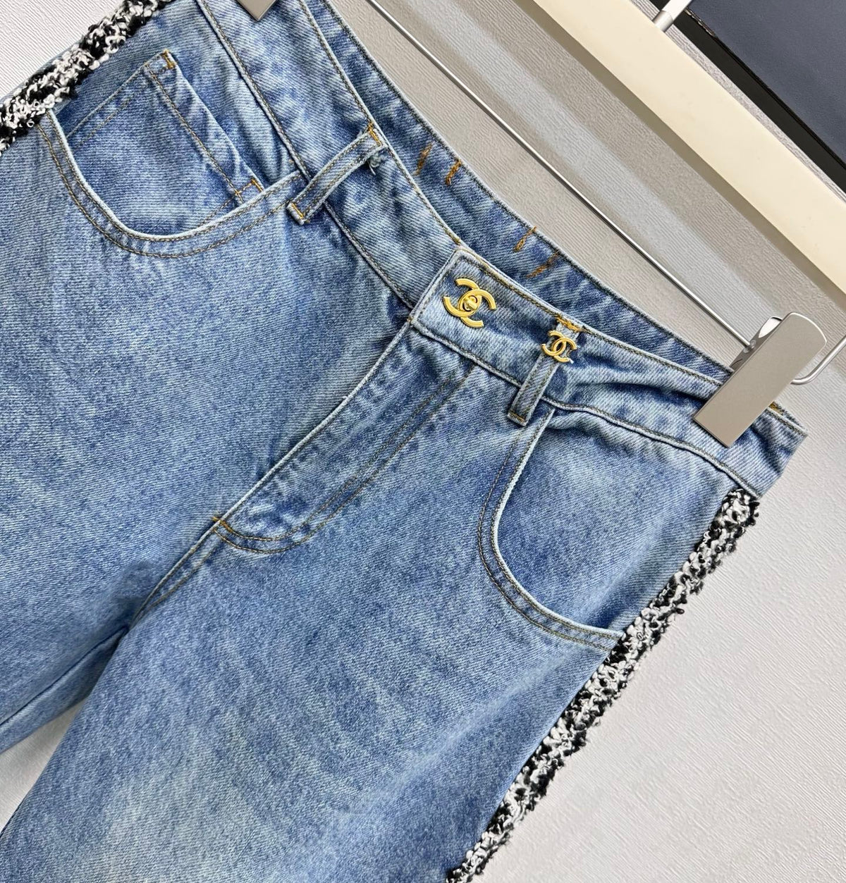 Chanel 2026 Patchwork and Hemmed Jeans Blue Cotton 239255