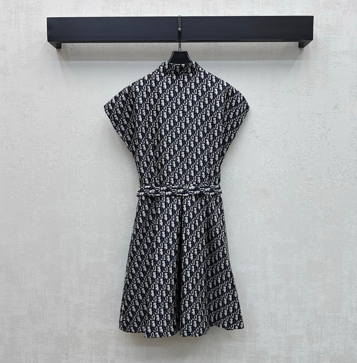 Dior 2026 Jacquard Waistband Dress Blue White Polyester 378703
