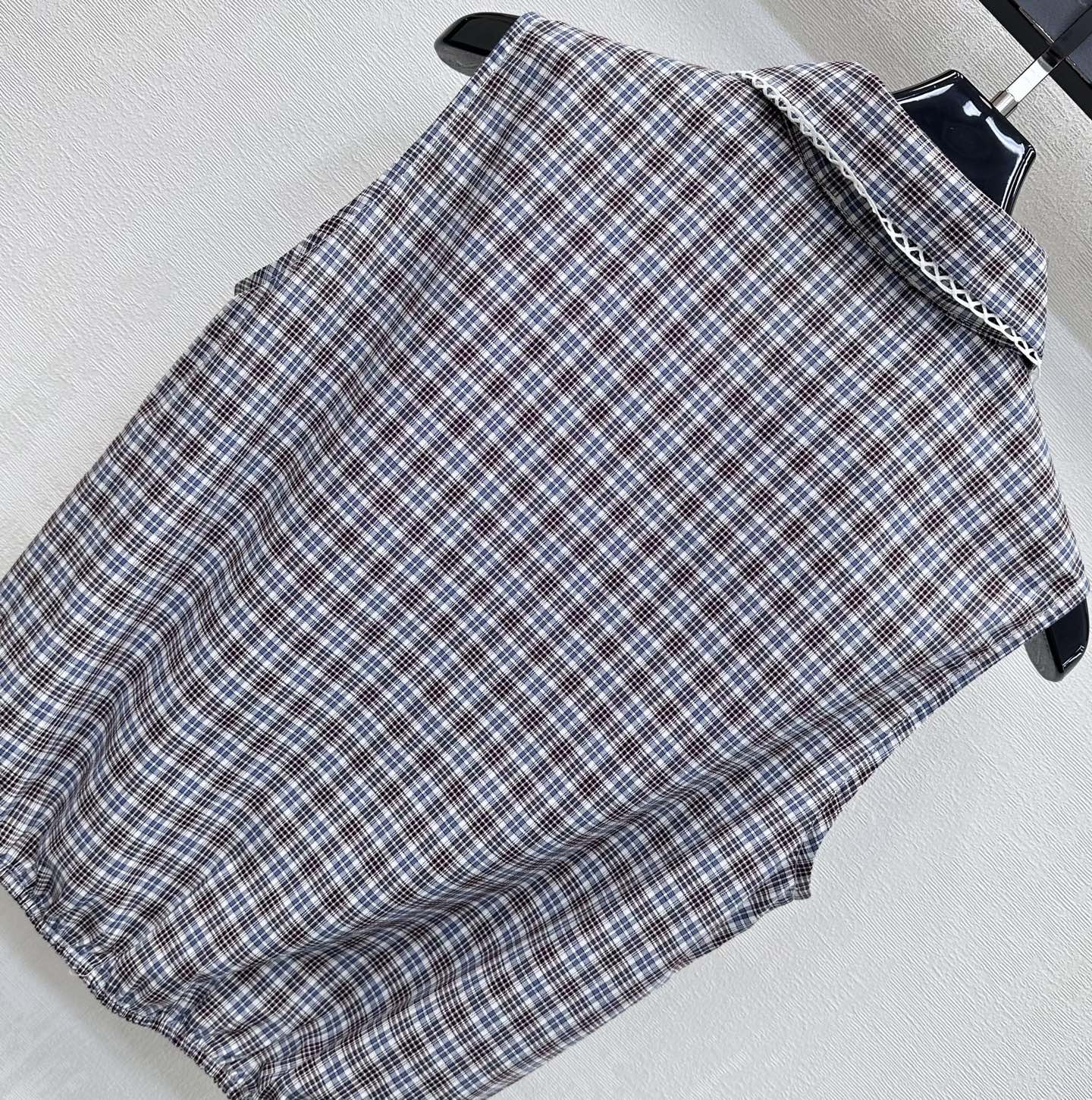 Miumiu 2026 Plaid Set Gray Cotton 410726