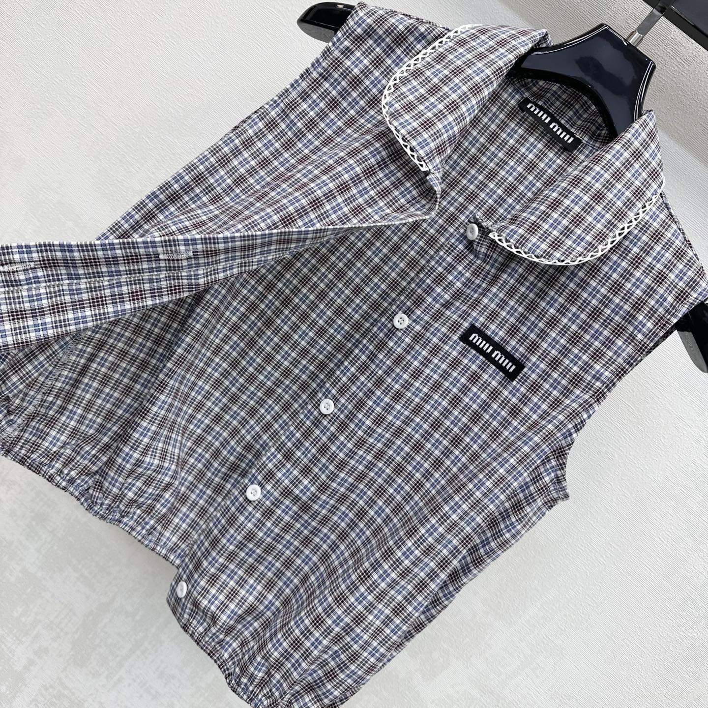 Miumiu 2026 Plaid Set Gray Cotton 410726
