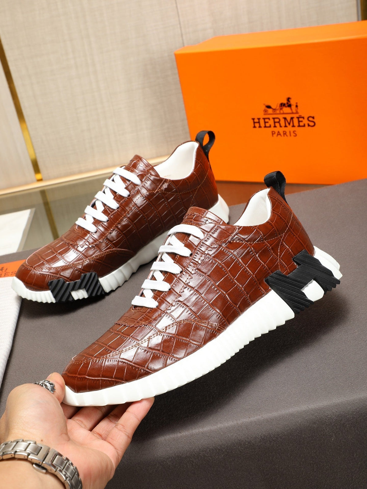 HM Men's Bouncing Sneaker Brown Cowhide 664361