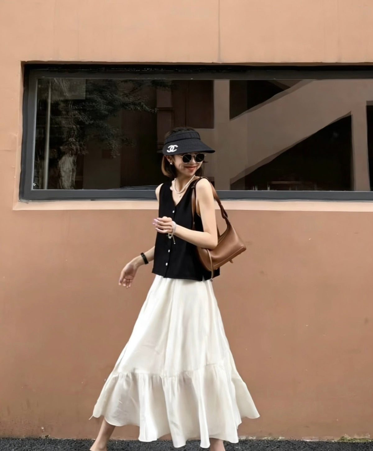 Chanel Straw Fabric Visor Cap 212940