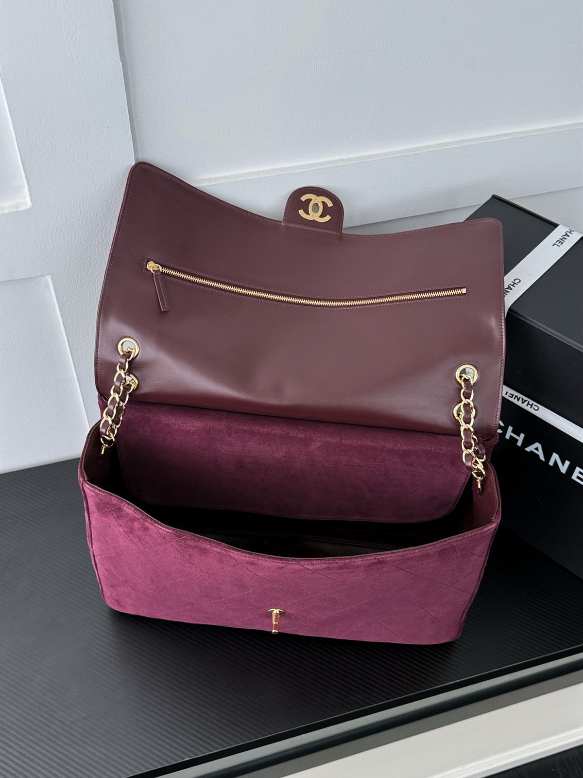 Chanel 2026 Maxi Flap Bag Suede Leather 167416