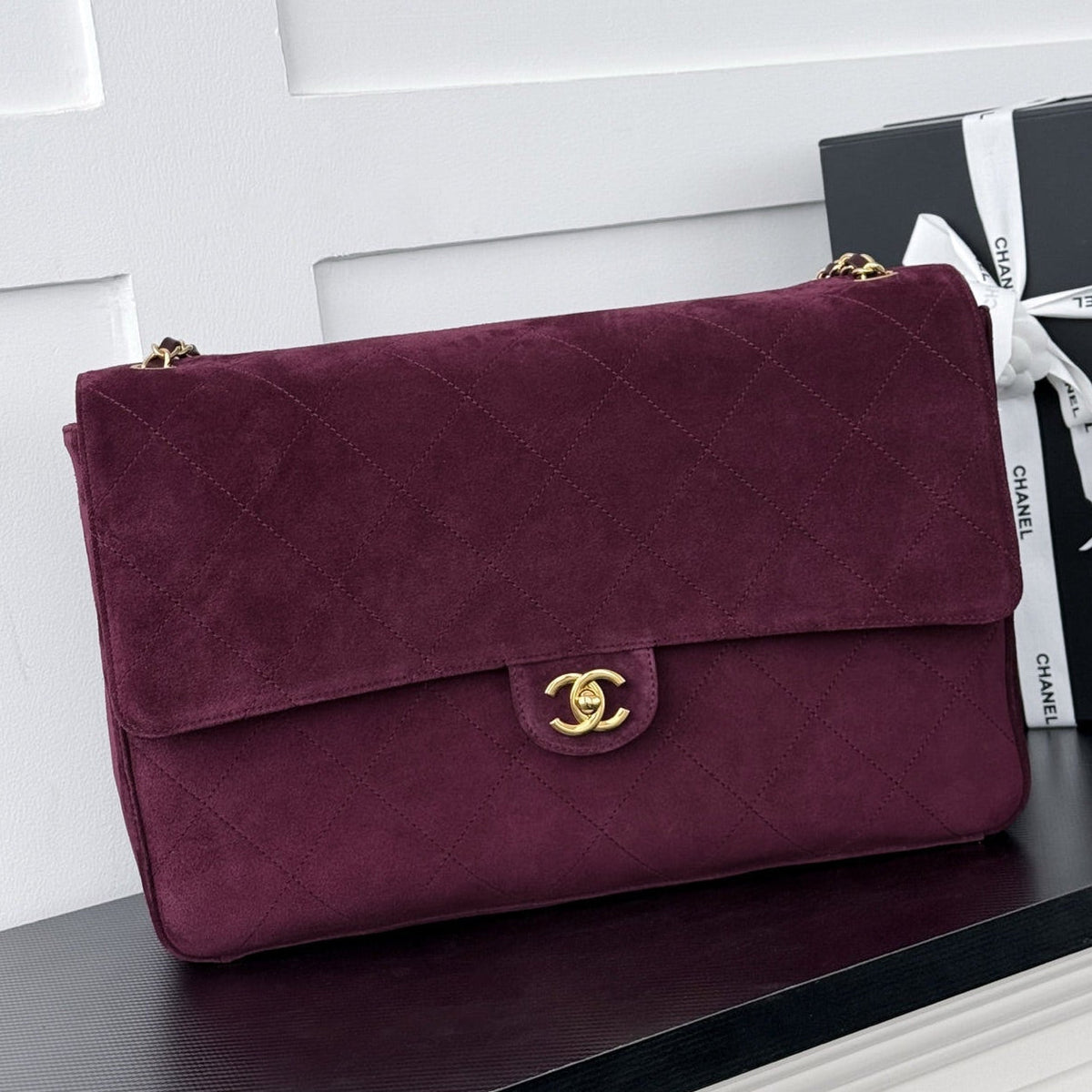 Chanel 2026 Maxi Flap Bag Suede Leather 167416