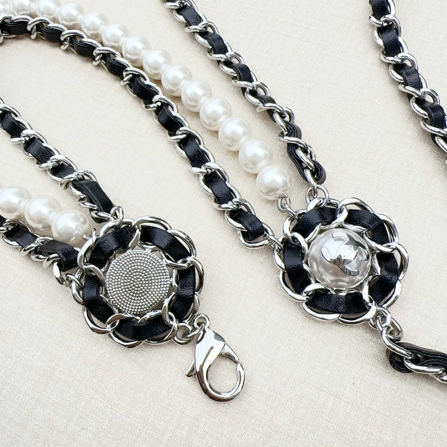 Chanel 2026 Interlaced Chain Pearl Layered Belt