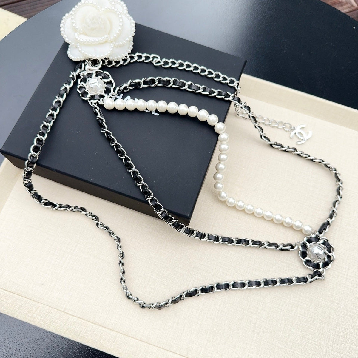 Chanel 2026 Interlaced Chain Pearl Layered Belt