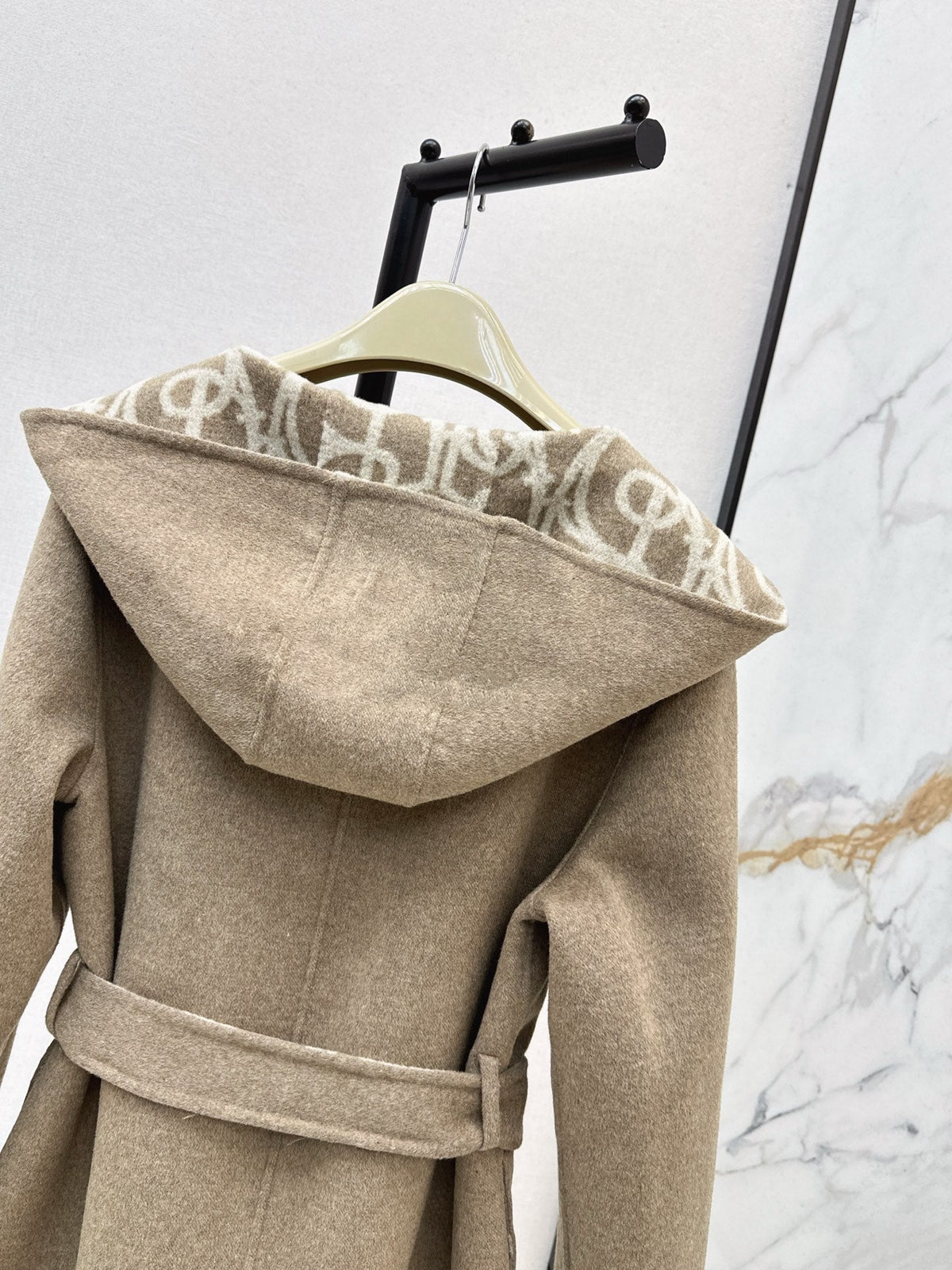 Burberry 25 Hooded Long Coat Beige Wool