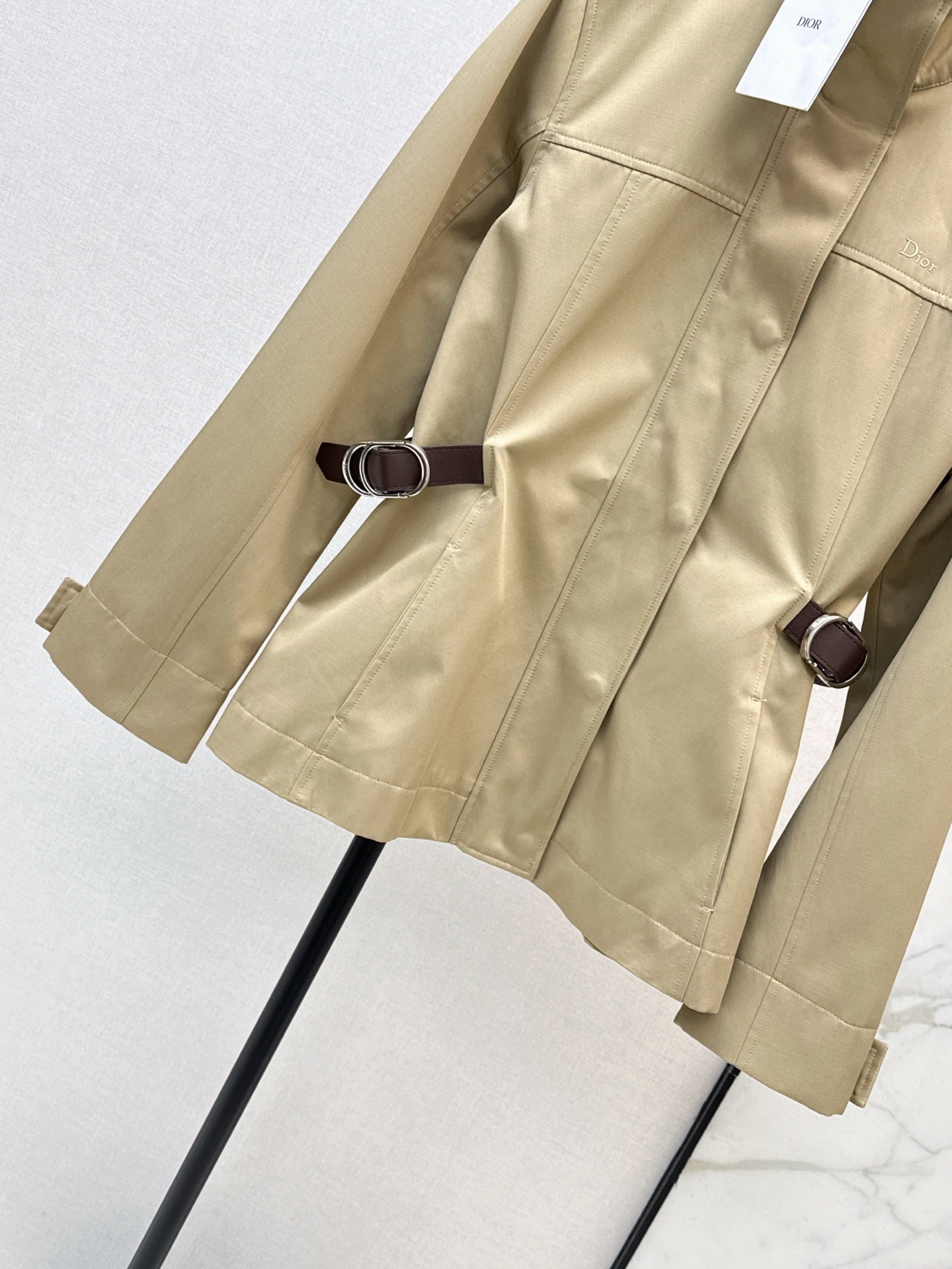 Dior 2026 Mid-Length Trench Coat with Double-Sided Leather Belt Cotton 776504