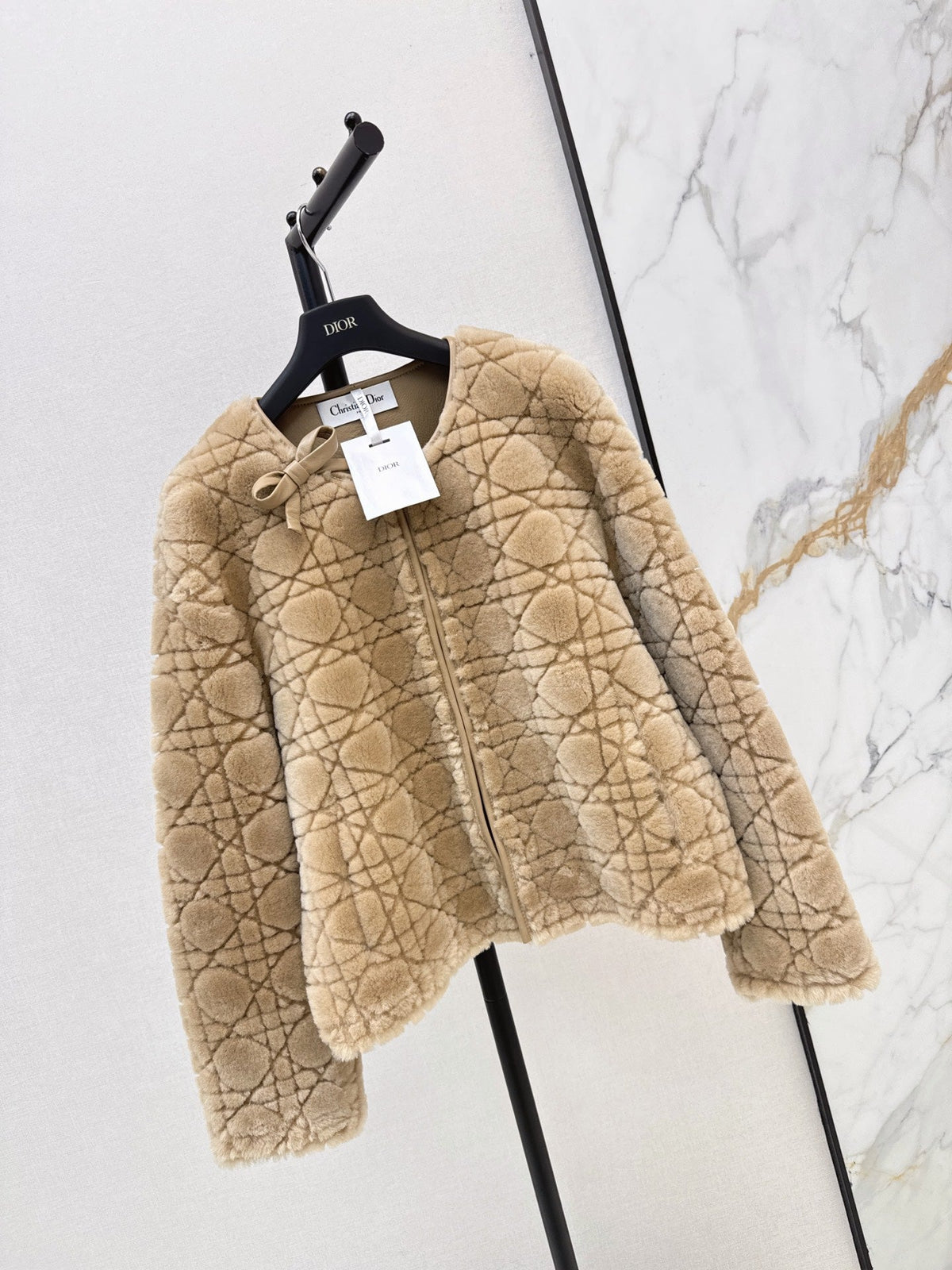 Dior 2026 Cannage Pattern Fur Coat 787415