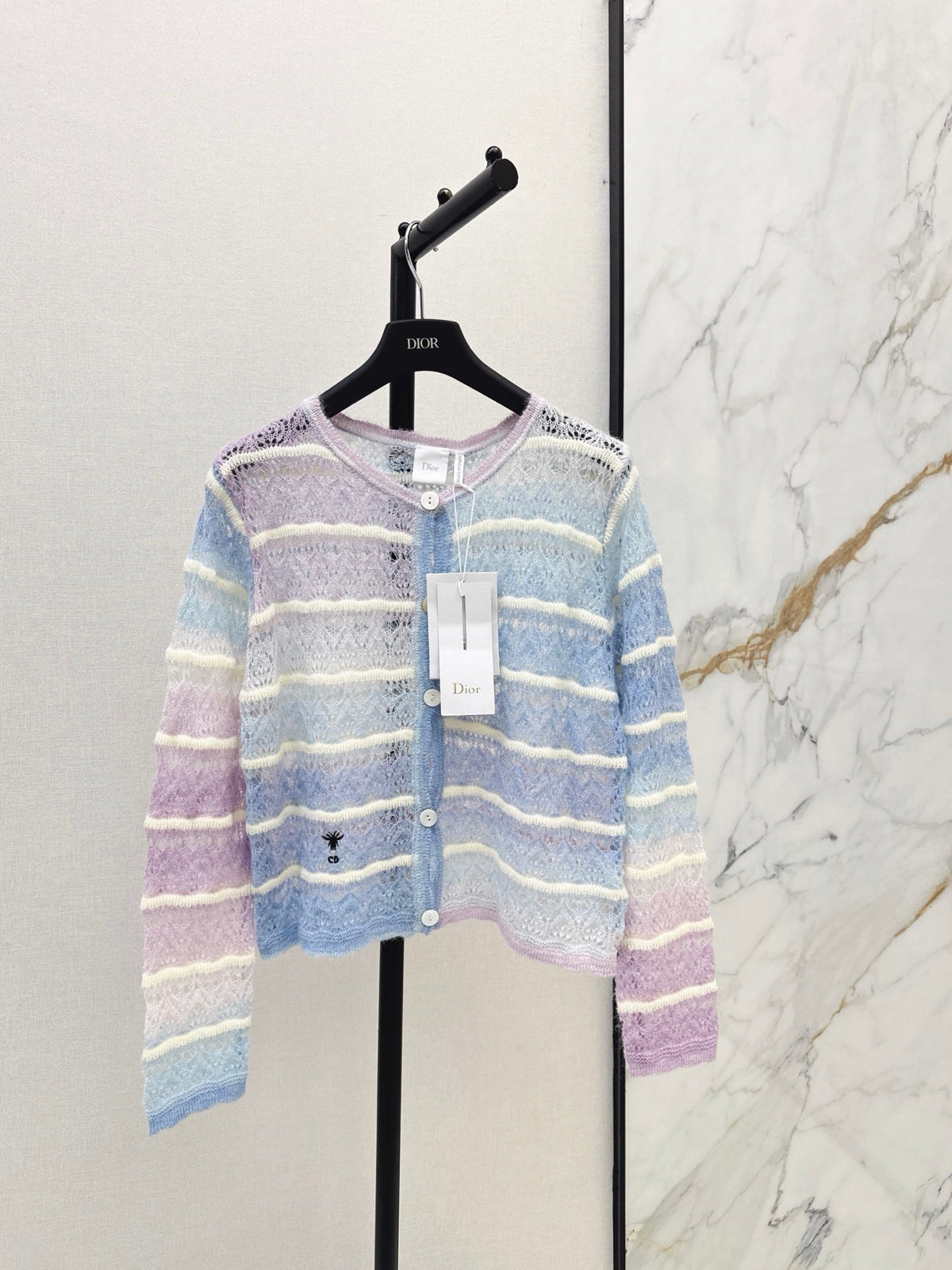 Dior 2026 Striped Crew Neck Knit Cardigan Wool 787445