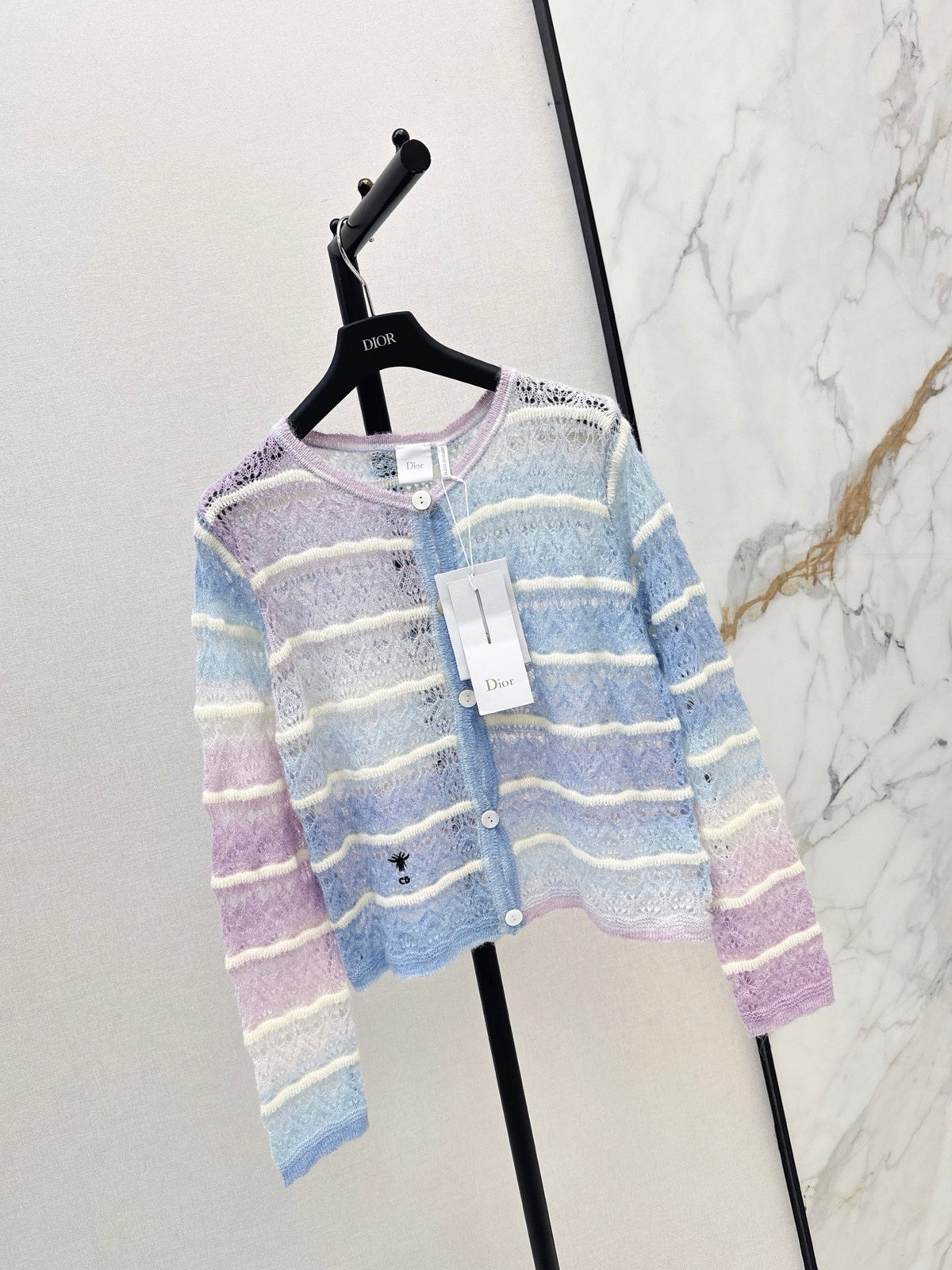 Dior 2026 Striped Crew Neck Knit Cardigan Wool 787445