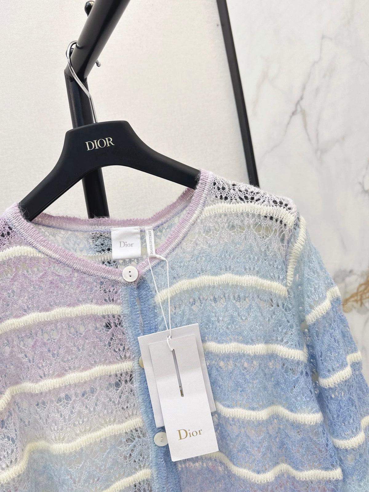 Dior 2026 Striped Crew Neck Knit Cardigan Wool 787445