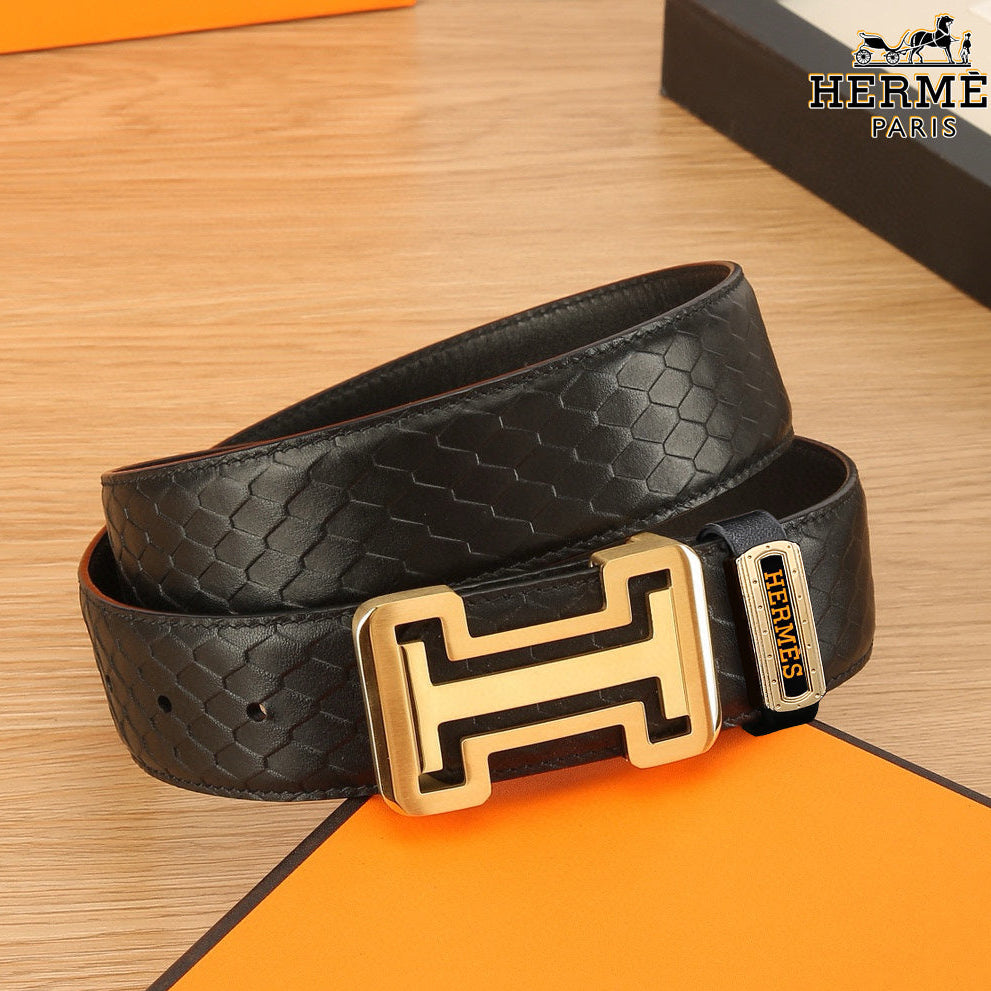 HM Constance Belt 38mm Black Togo Leather 619662