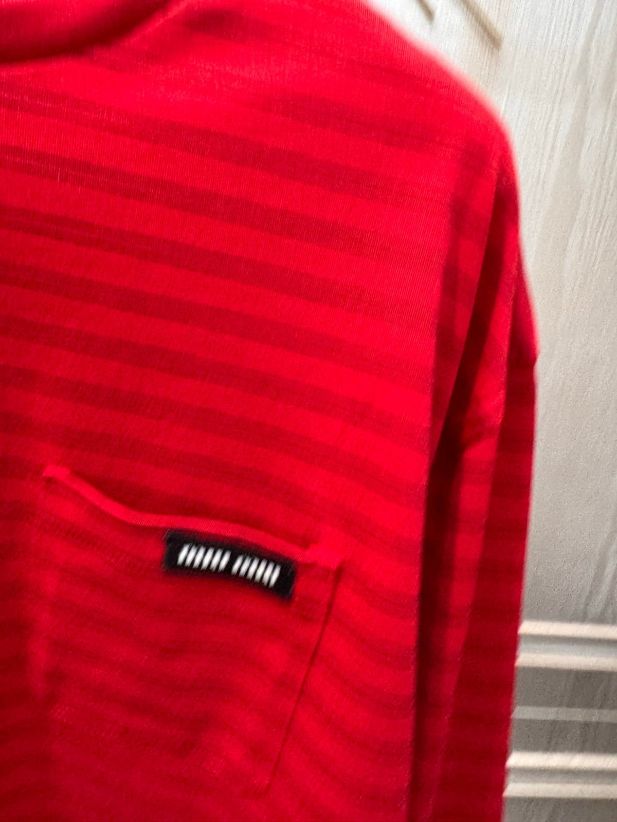 Miumiu 2026 Striped Long-Sleeve T-Shirt Red Cotton