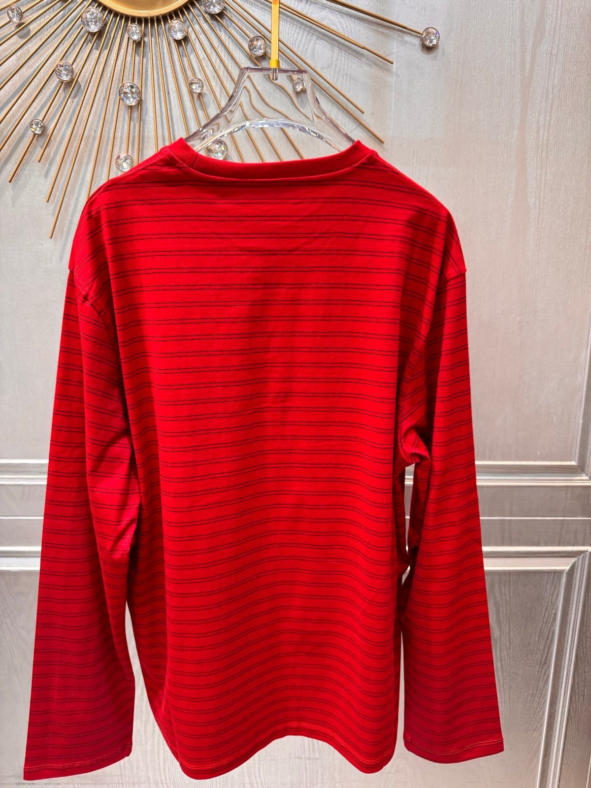 Miumiu 2026 Striped Long-Sleeve T-Shirt Red Cotton