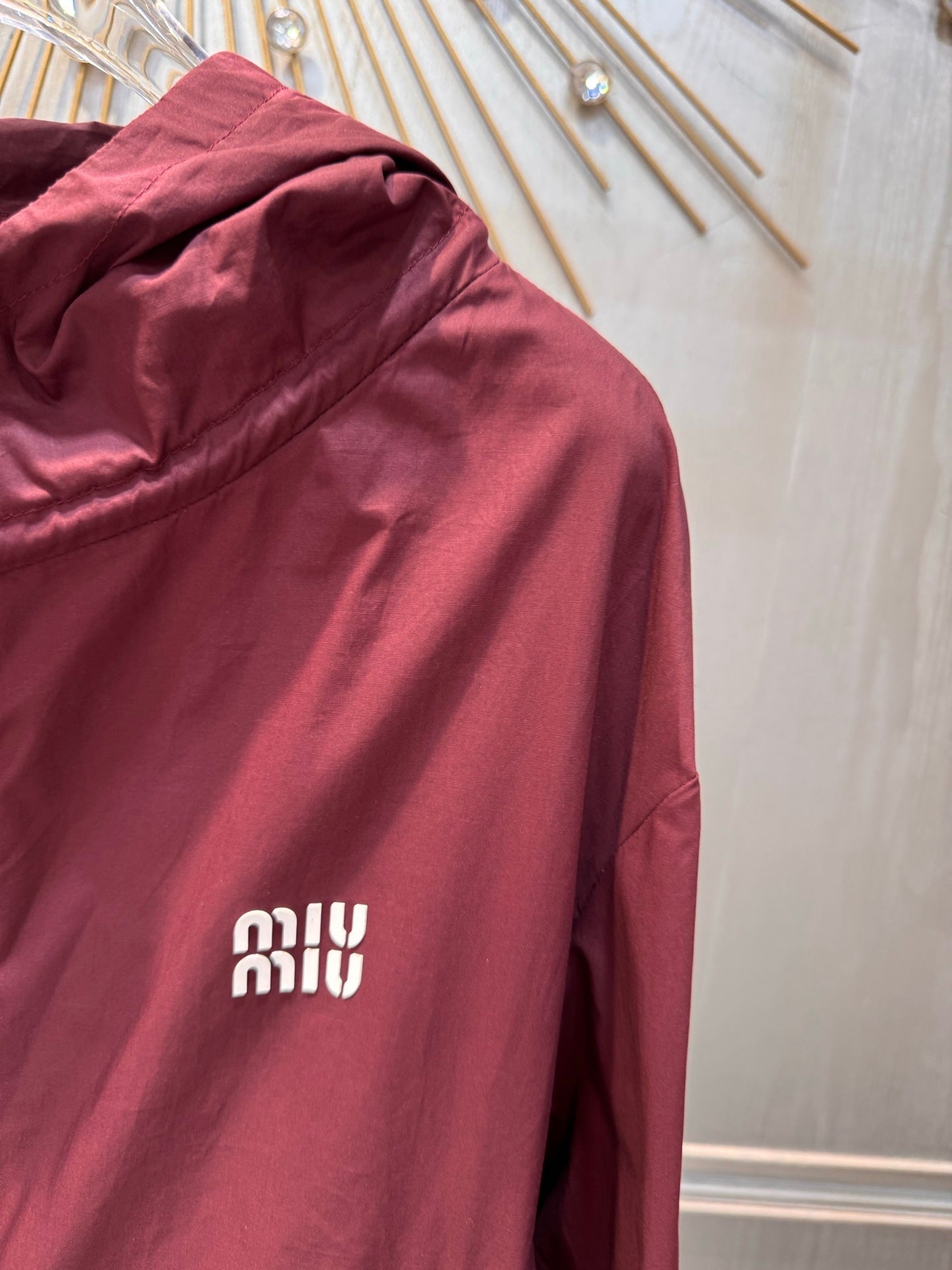 Miumiu 2026 Hooded Jacket Burgundy Polyester