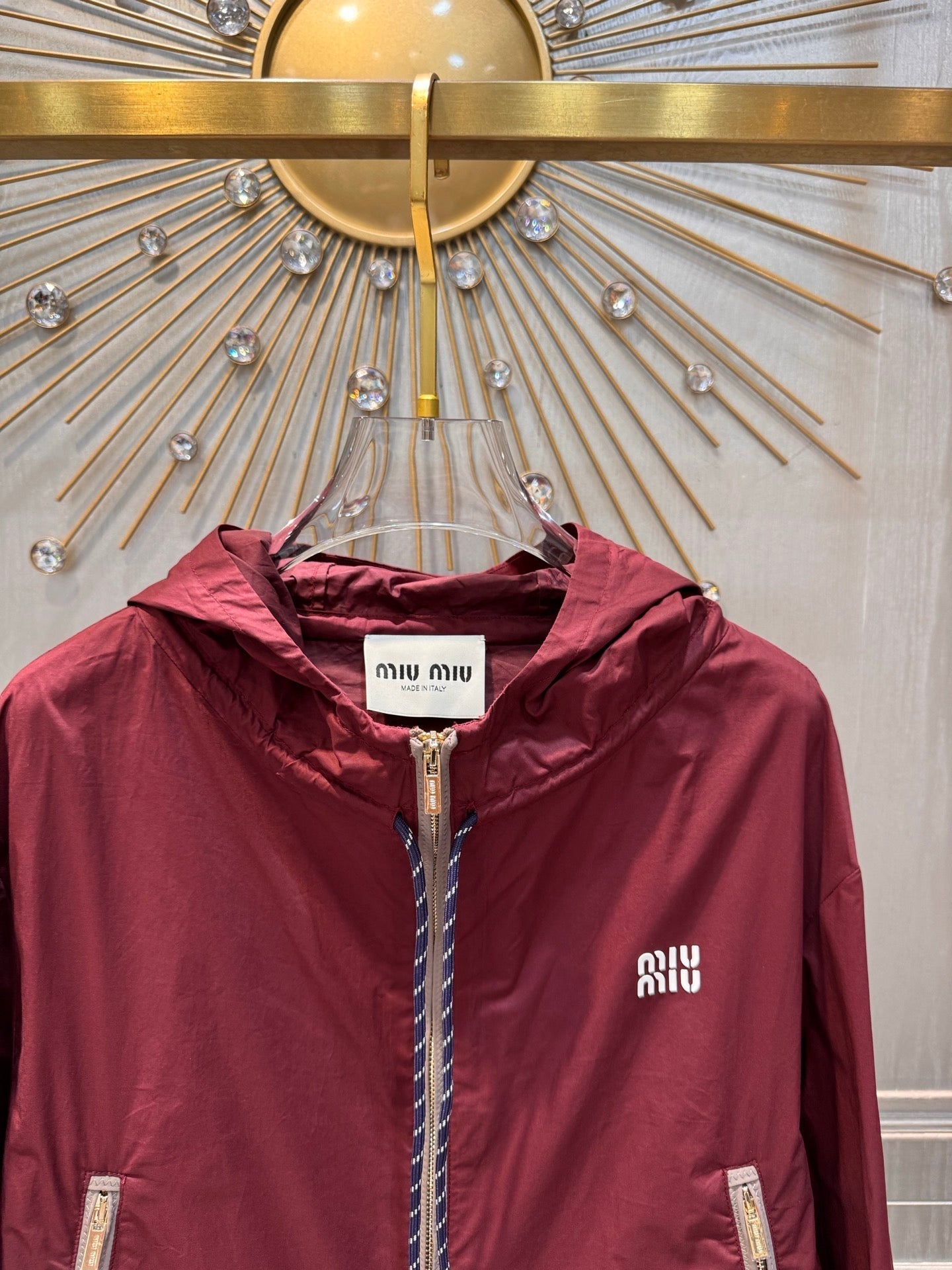 Miumiu 2026 Hooded Jacket Burgundy Polyester