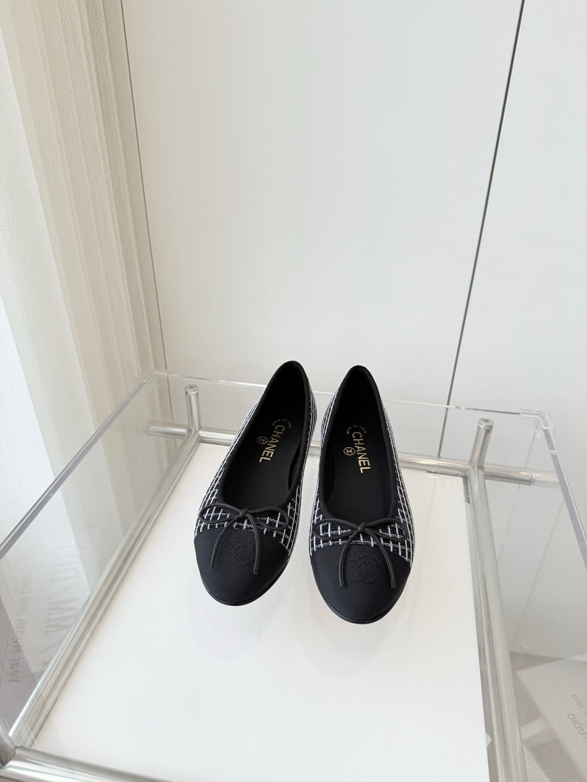 CC Ballet Flat Black mix White Fabric 238772