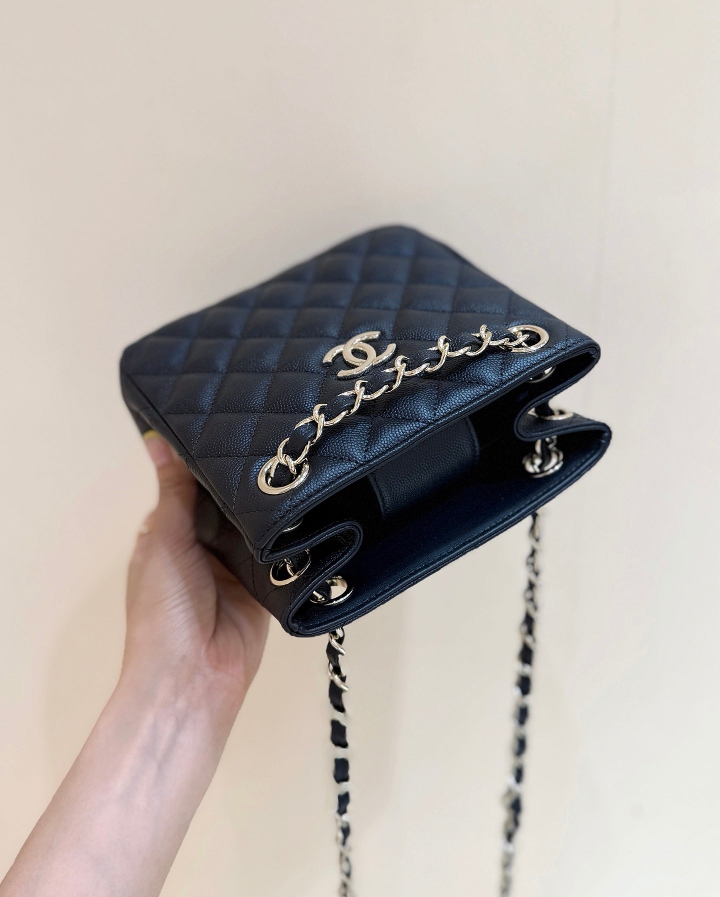 CC 2025 Mini Tote Bag Black Calfskin 346305