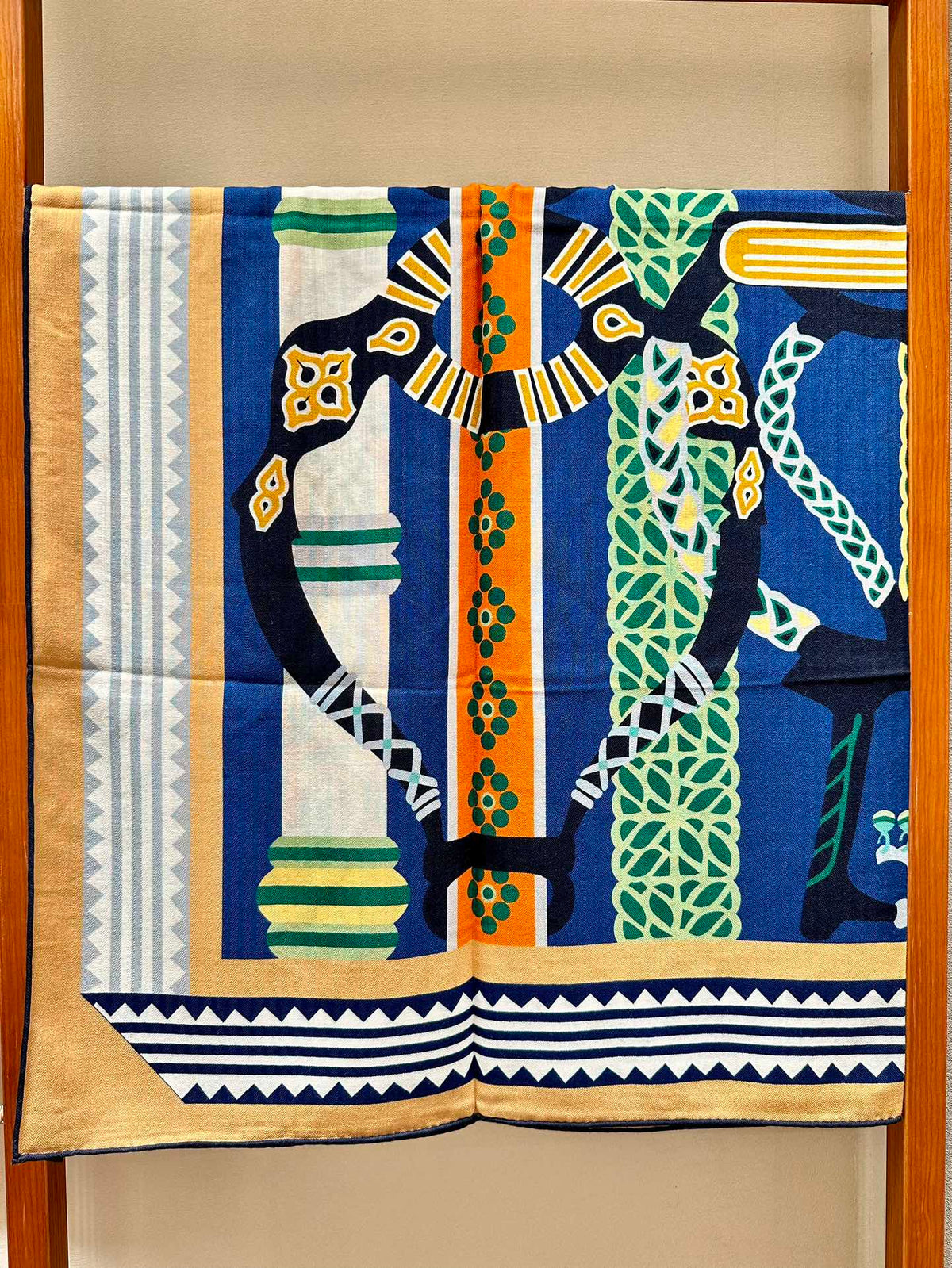 Square Scarf 140 CM Green Mix Blue Colorful Silk