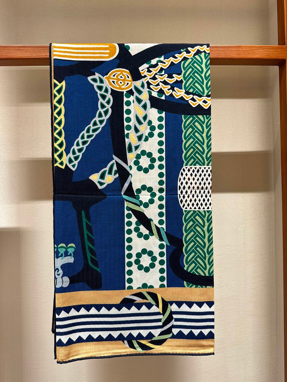 Fantaisie d'Etriers Shawl 140 CM Green Mix Blue Colorful Silk