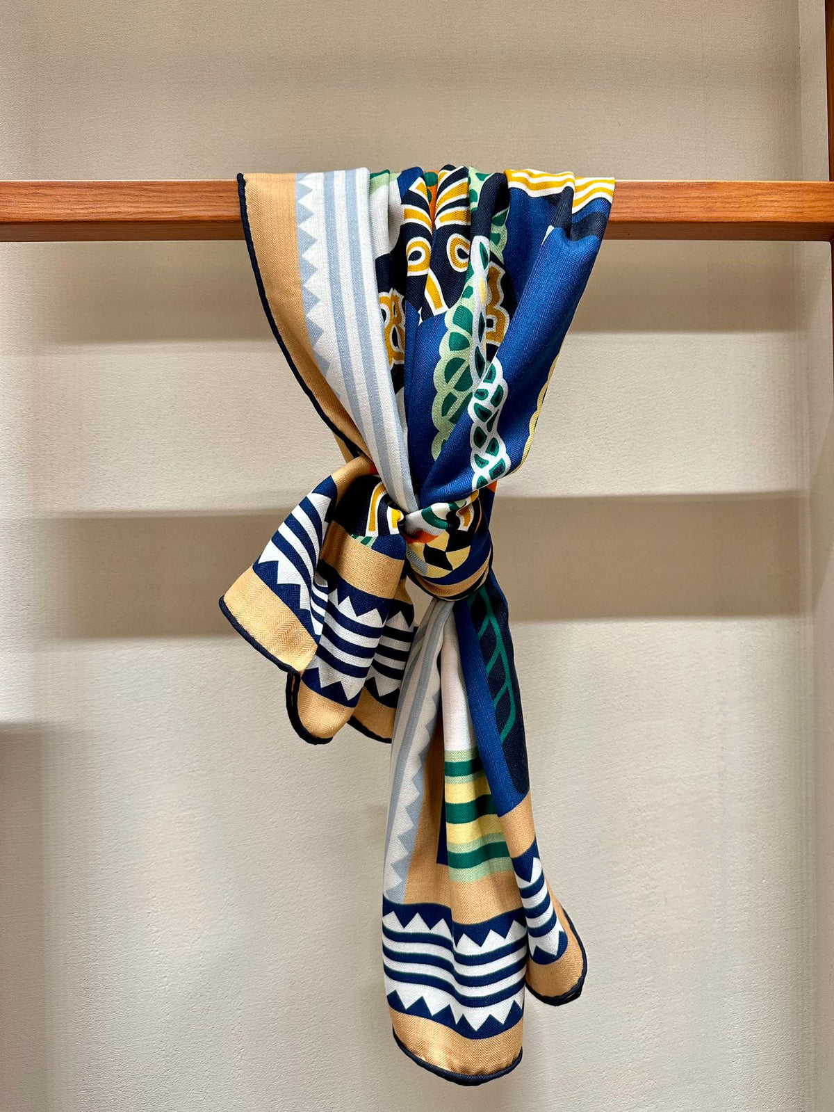 Fantaisie d'Etriers Scarf  140 CM Green Mix Blue Colorful Silk