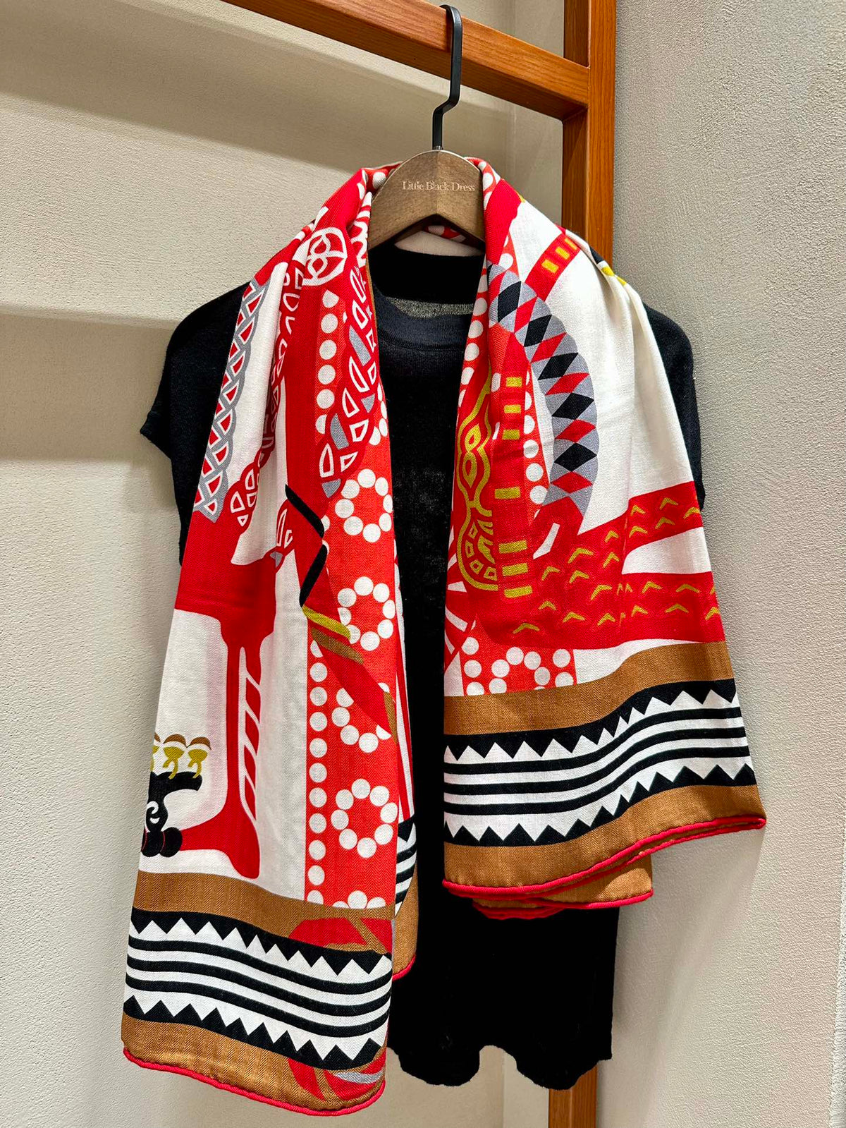 Fantaisie d'Etriers Scarf  140 CM Red Colorful Silk