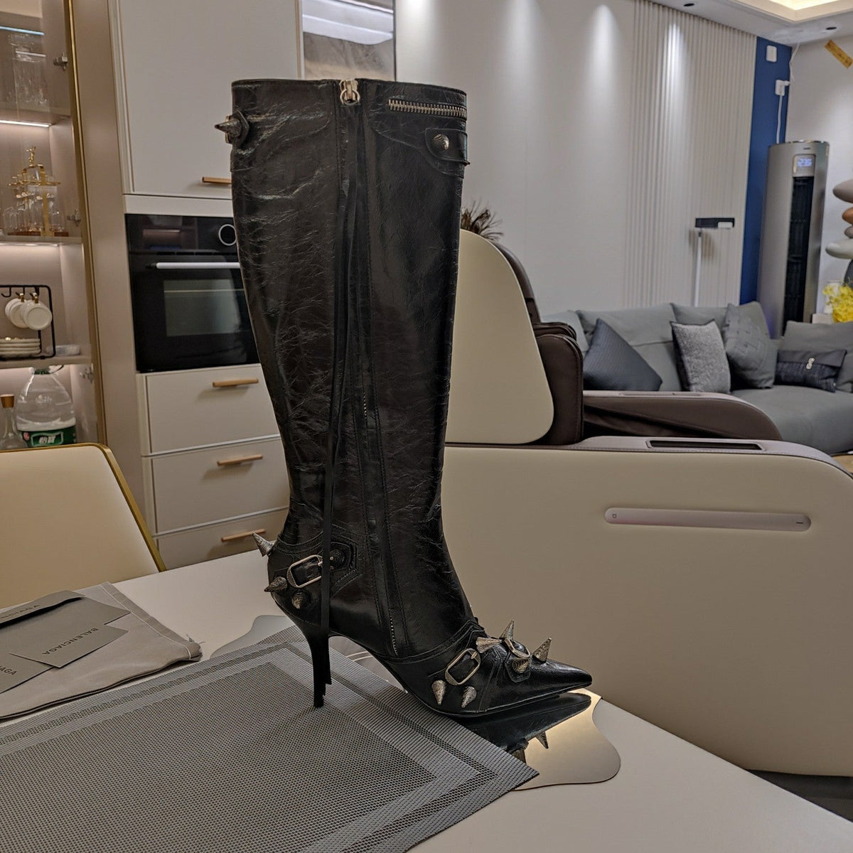 Balenciaga Cagole 90 mm Boots Black Lambskin 846485